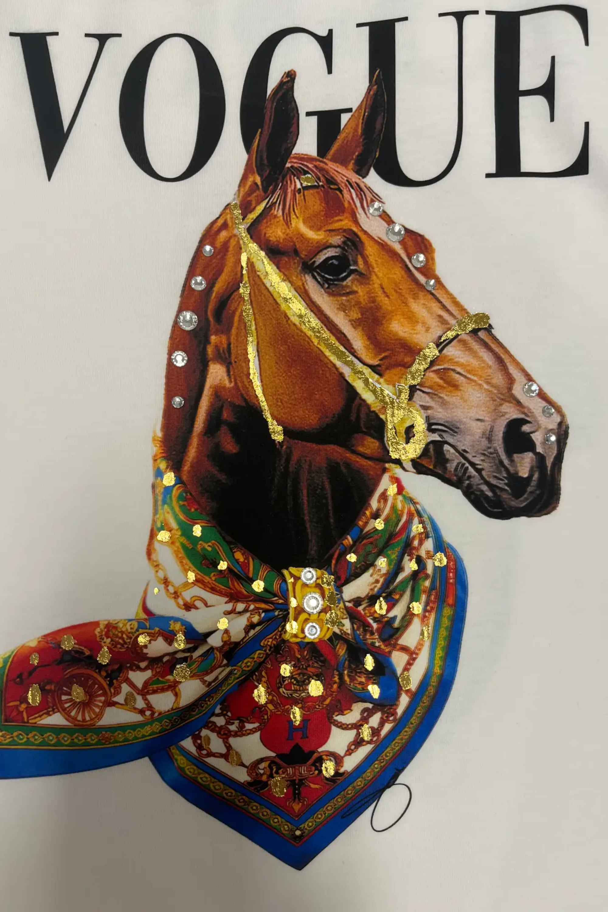 Equestrian graphic sweatshirt with horse design, gold foil accents, and rhinestone embellishments. horse graphic sweatshirt, equestrian sweatshirt, horse girl sweatshirt, equestrian apparel, horse themed clothing, equestrian clothing