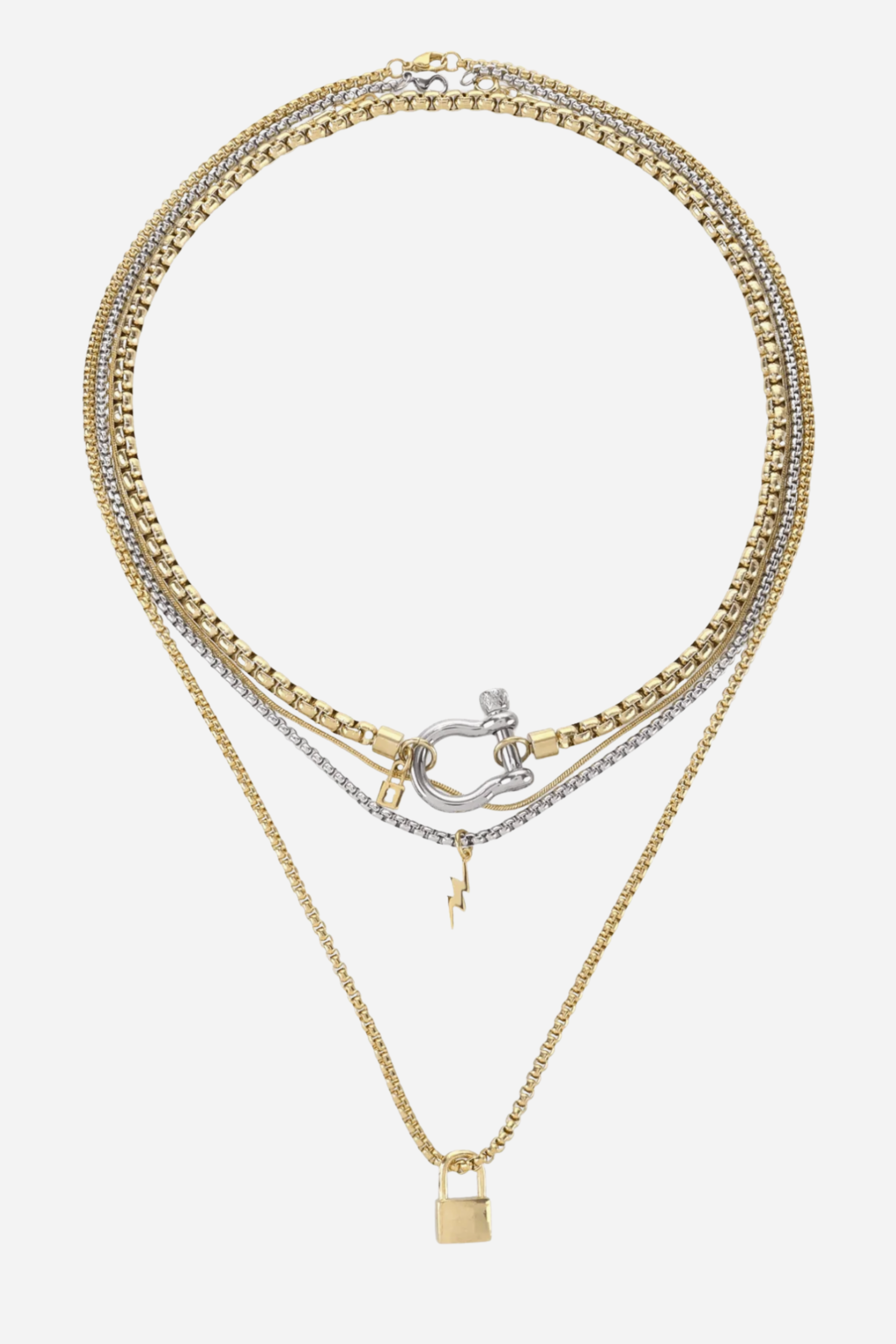 Herradura Lock Layered Necklace Set
