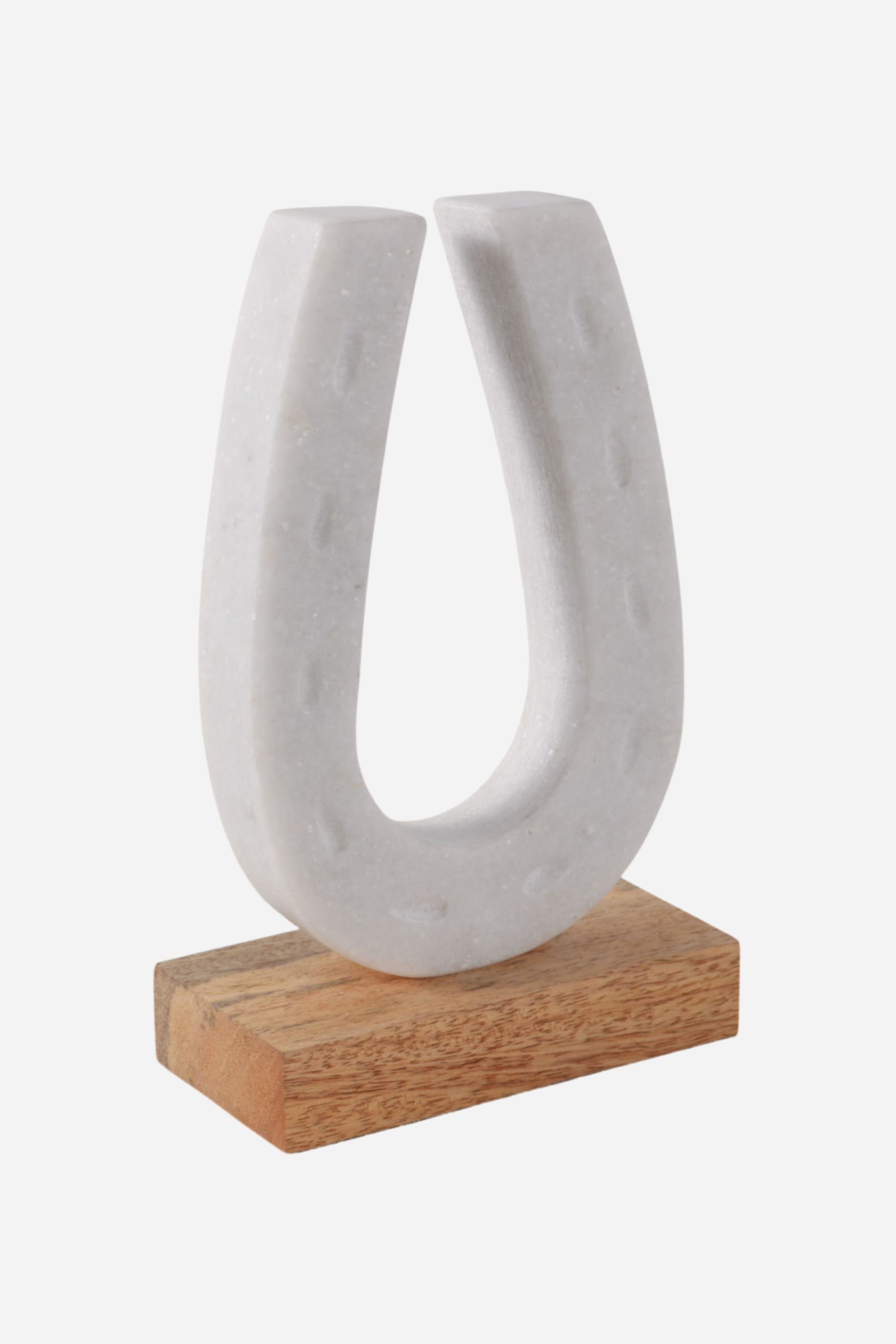 Marble horseshoe decorative accent on a wooden base, handcrafted equestrian home decor piece. horseshoe decor, equestrian home decor, horse themed decor, horseshoe sculpture, equestrian accent piece, horse lover home decor