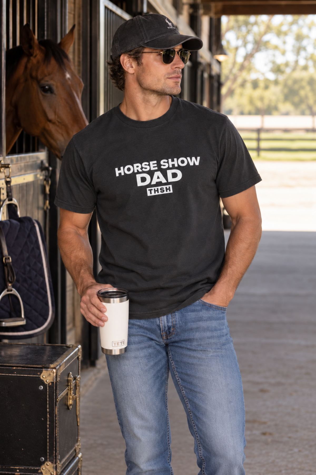 Horse Show Dad Tee - Charcoal
