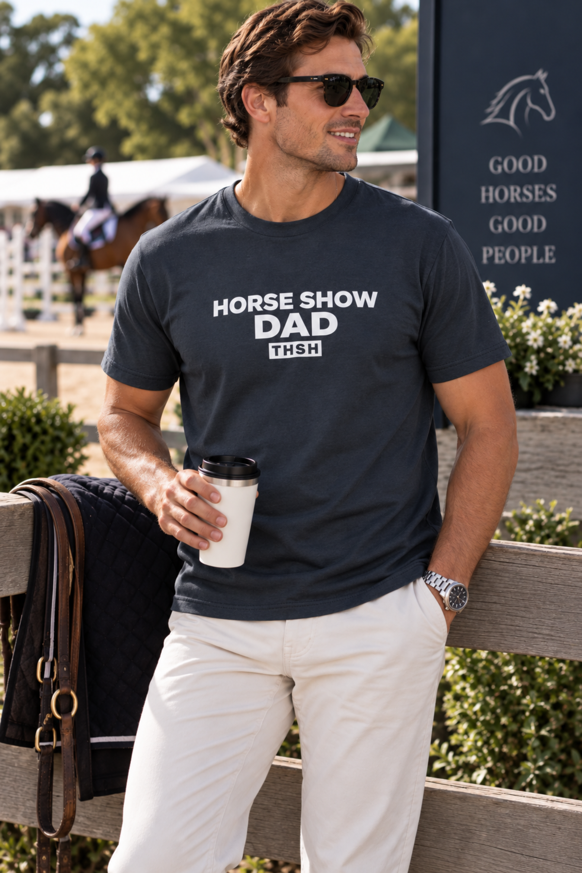 Horse Show Dad Tee - Navy