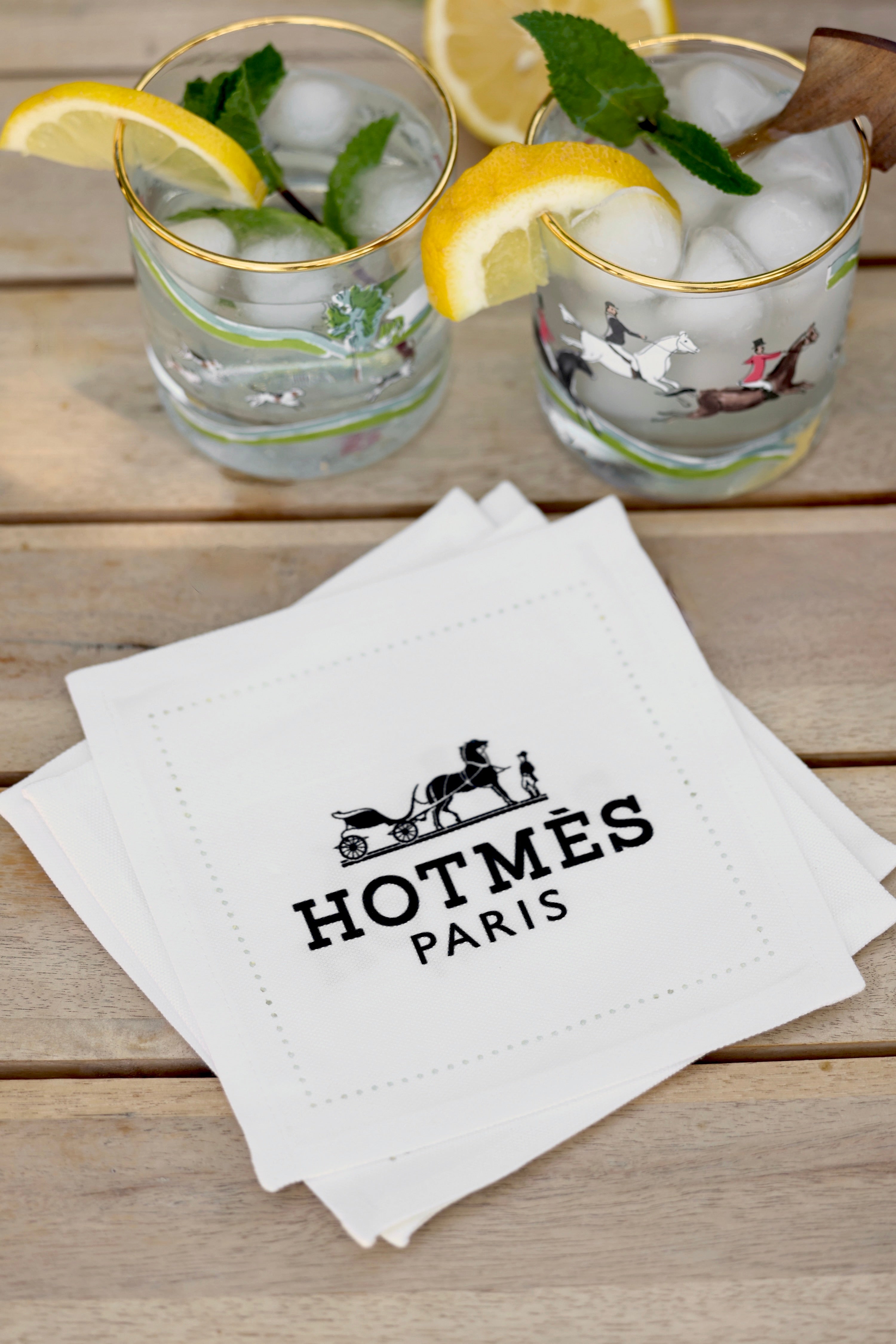 toss designs stylish equestrian hotmes paris cocktail napkin set