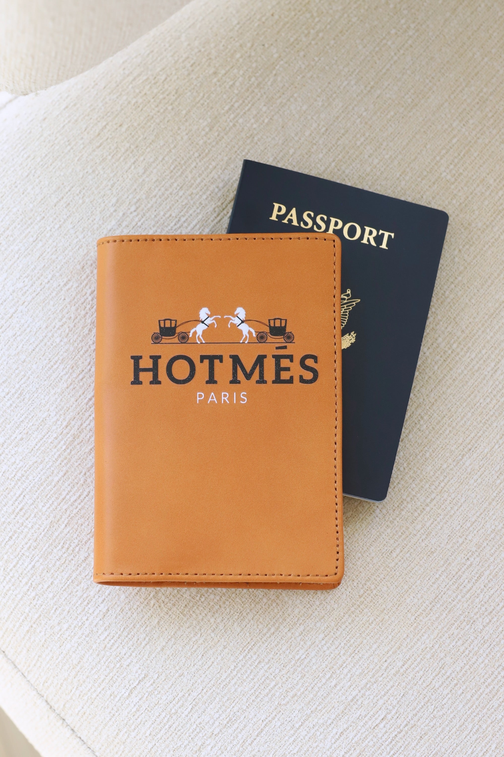 blvd custom stylish equestrian hotmes leather passport holder cognac