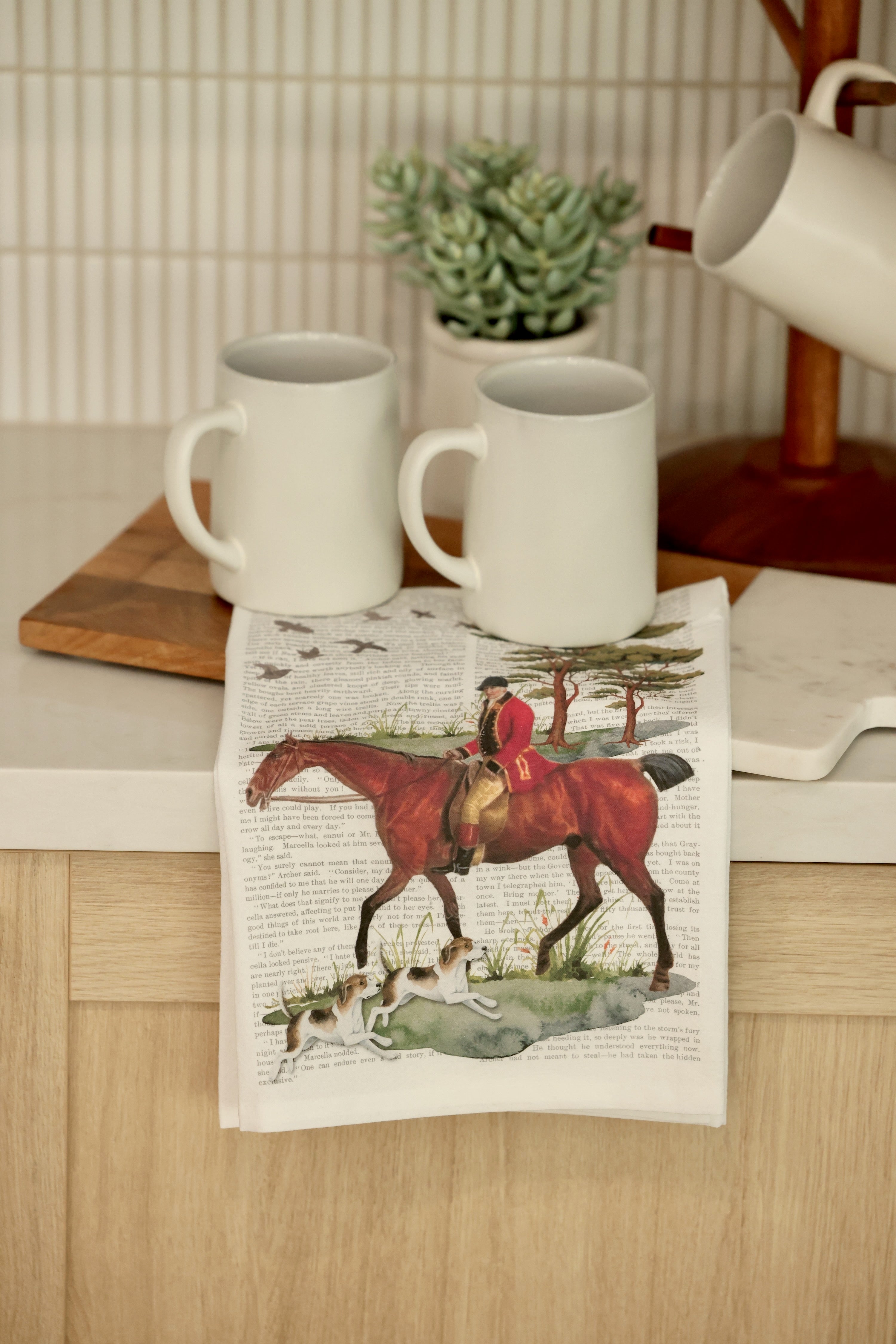 avery lane stylish equestrian fox hunter cotton hand towel