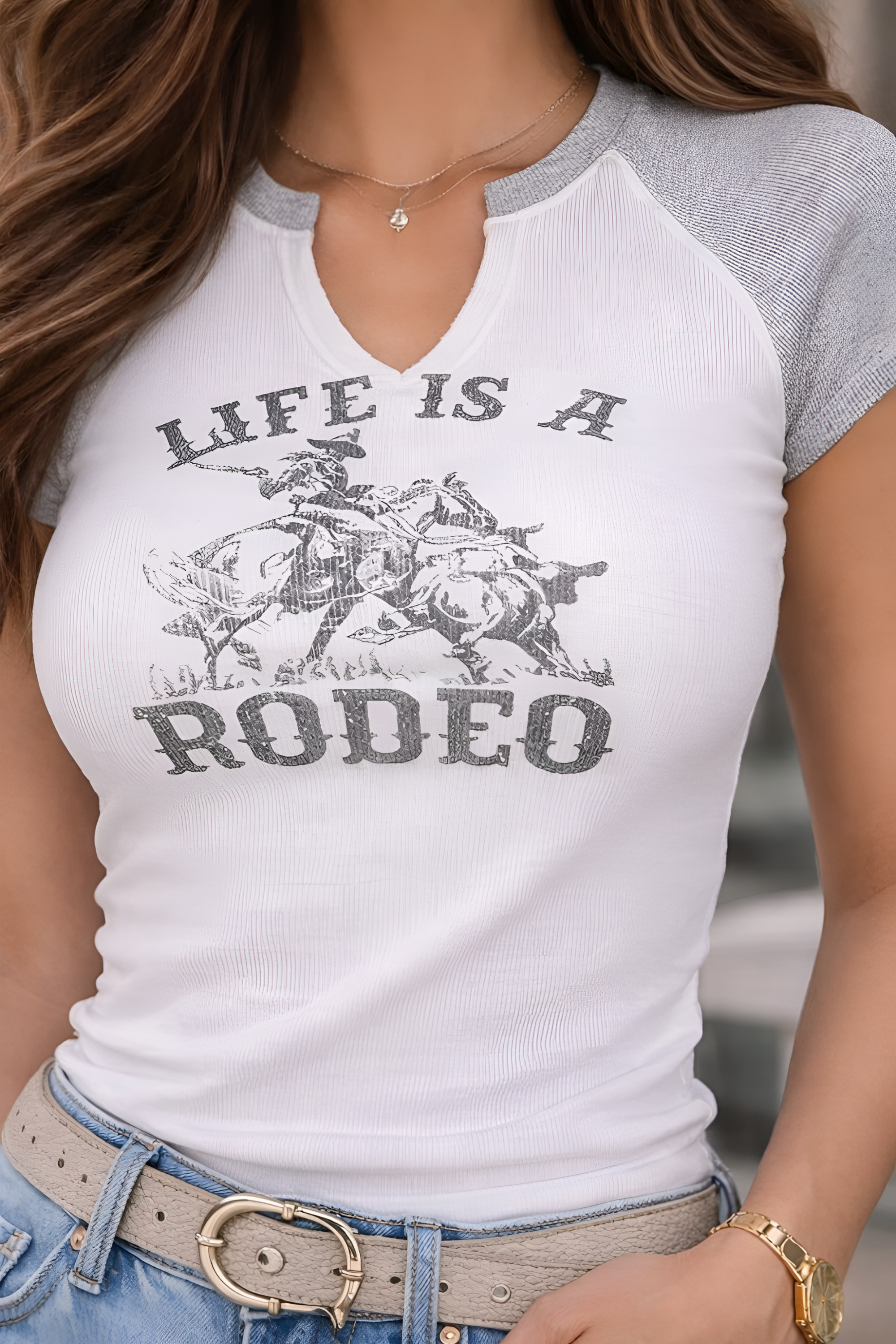 Life Is A Rodeo Ribbed Tee