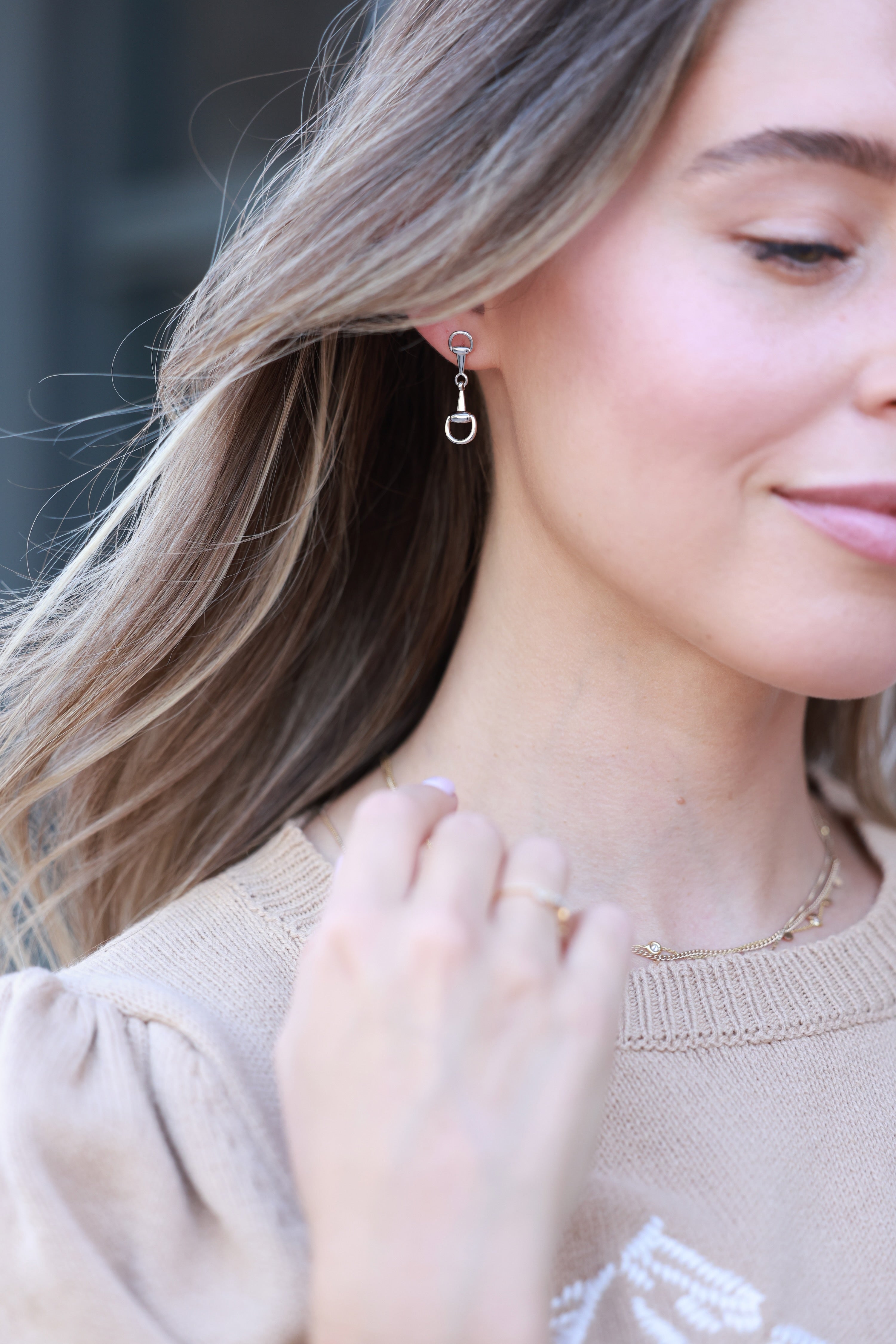 Madison Bit Earrings - Silver