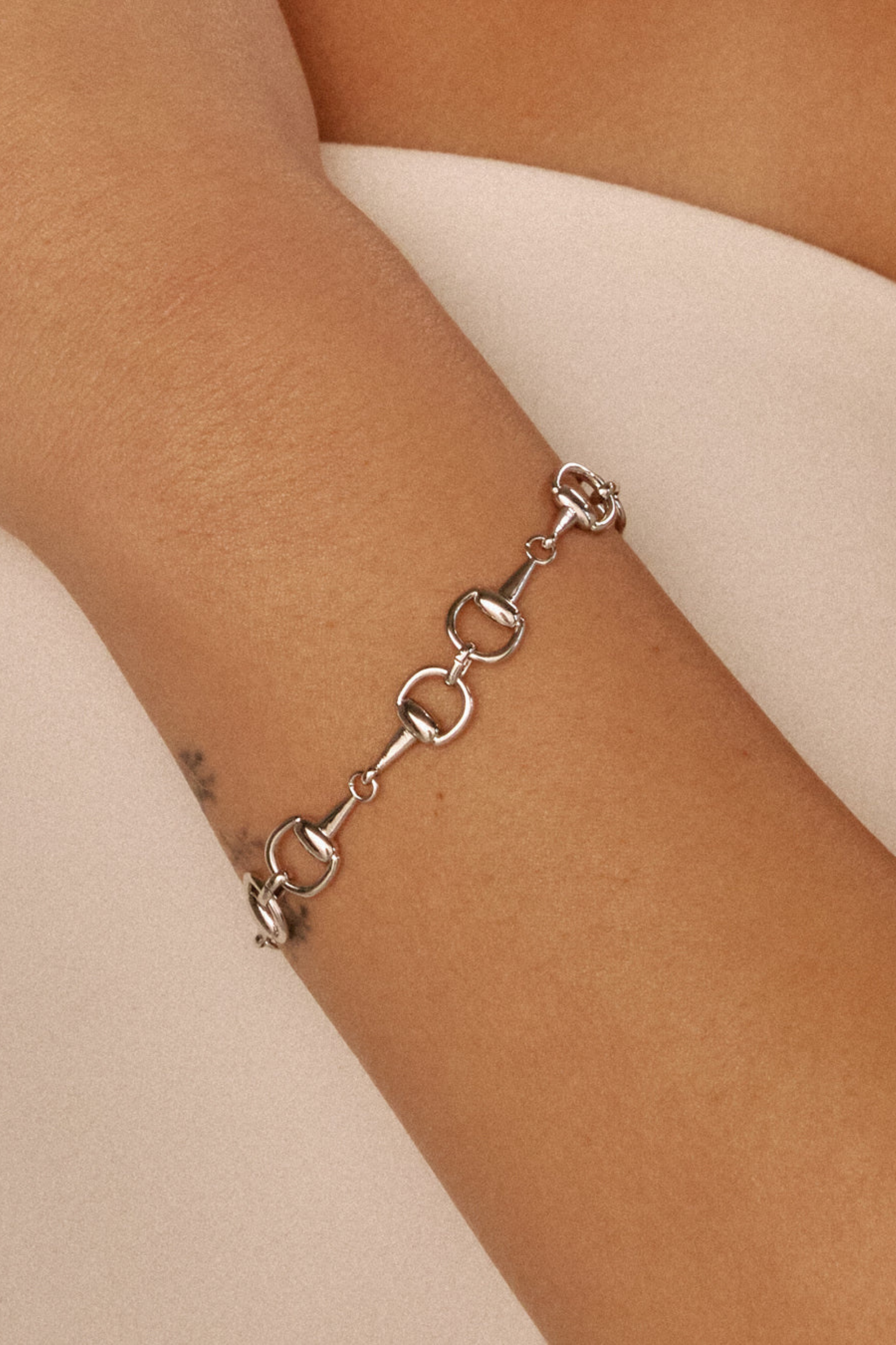 Luv AJ Madison Bracelet - Silver Horsebit charm bracelet with magnetic clasp closure