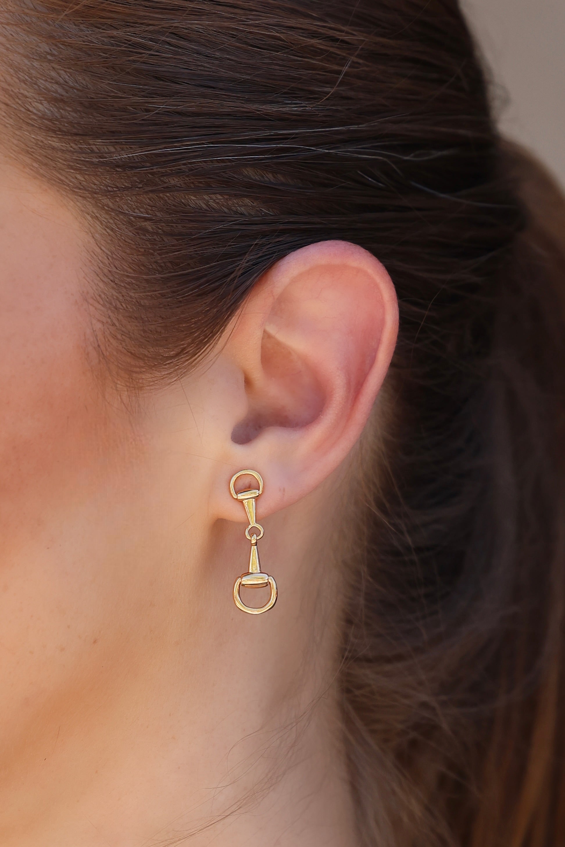 Luv AJ Madison Earrings - Gold Pair of chic understated horsebit studs - horse bit earrings, equestrian inspired jewelry, horse bit jewelry, equestrian accessories, dainty equestrian jewelry, snaffle bit earrings, horse girl jewelry, horse girl accessory