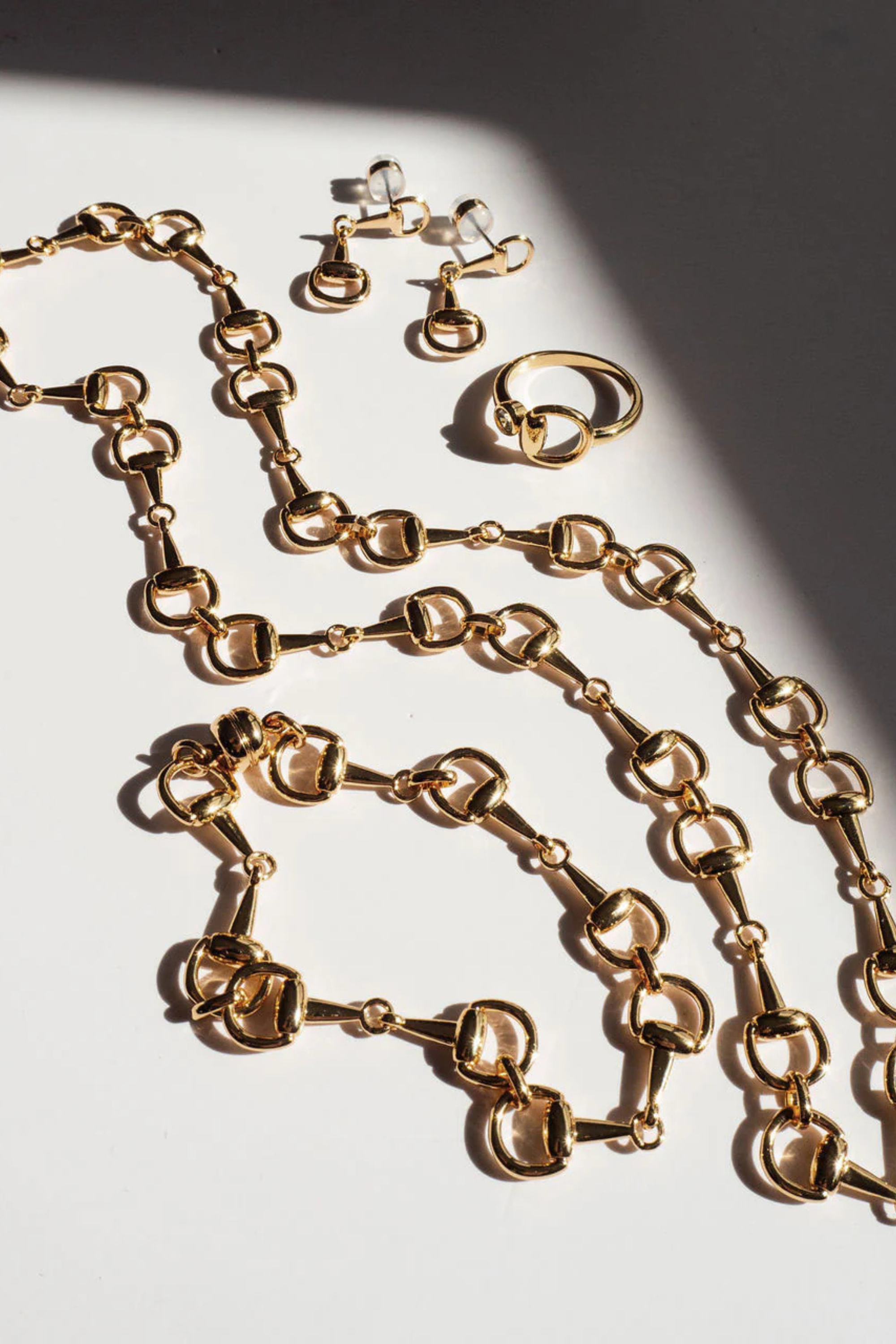 Luv AJ Madison Necklace - Gold Horsebit charm necklace with magnetic clasp closure