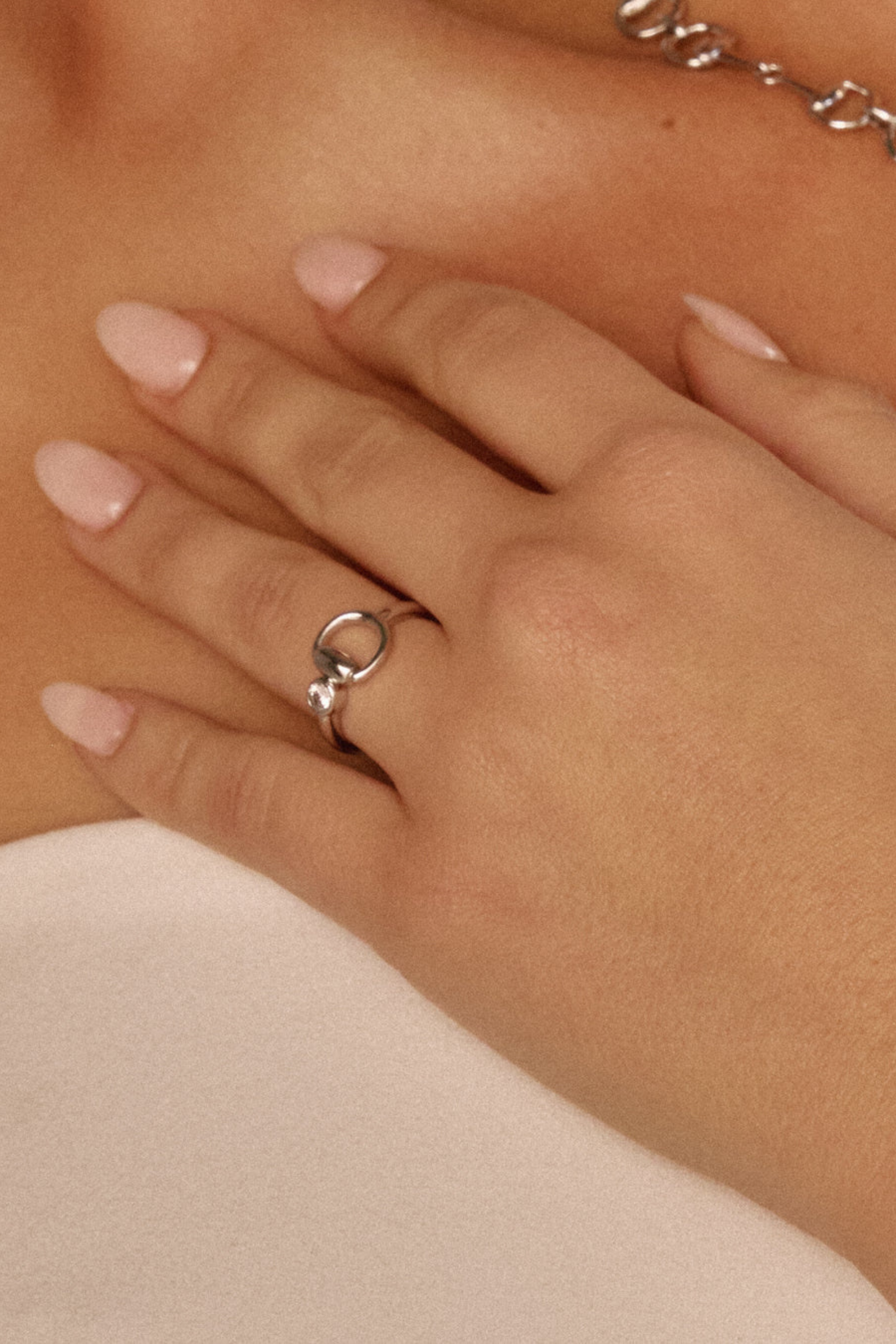 LuvAJ Madison Ring - Silver Statement ring with horsebit charm and stone in the center