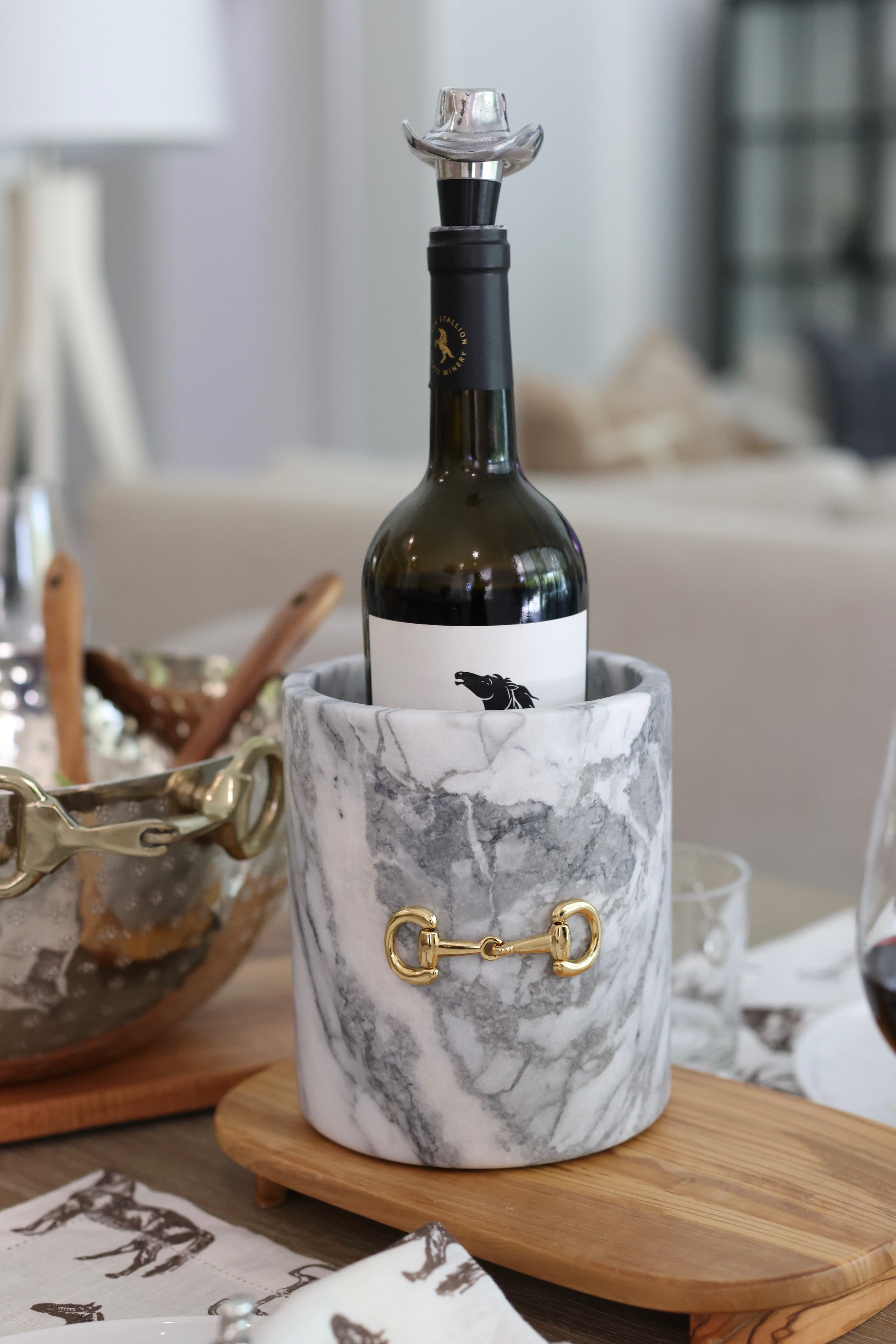 stylish equestrian marble horse bit utensil holder