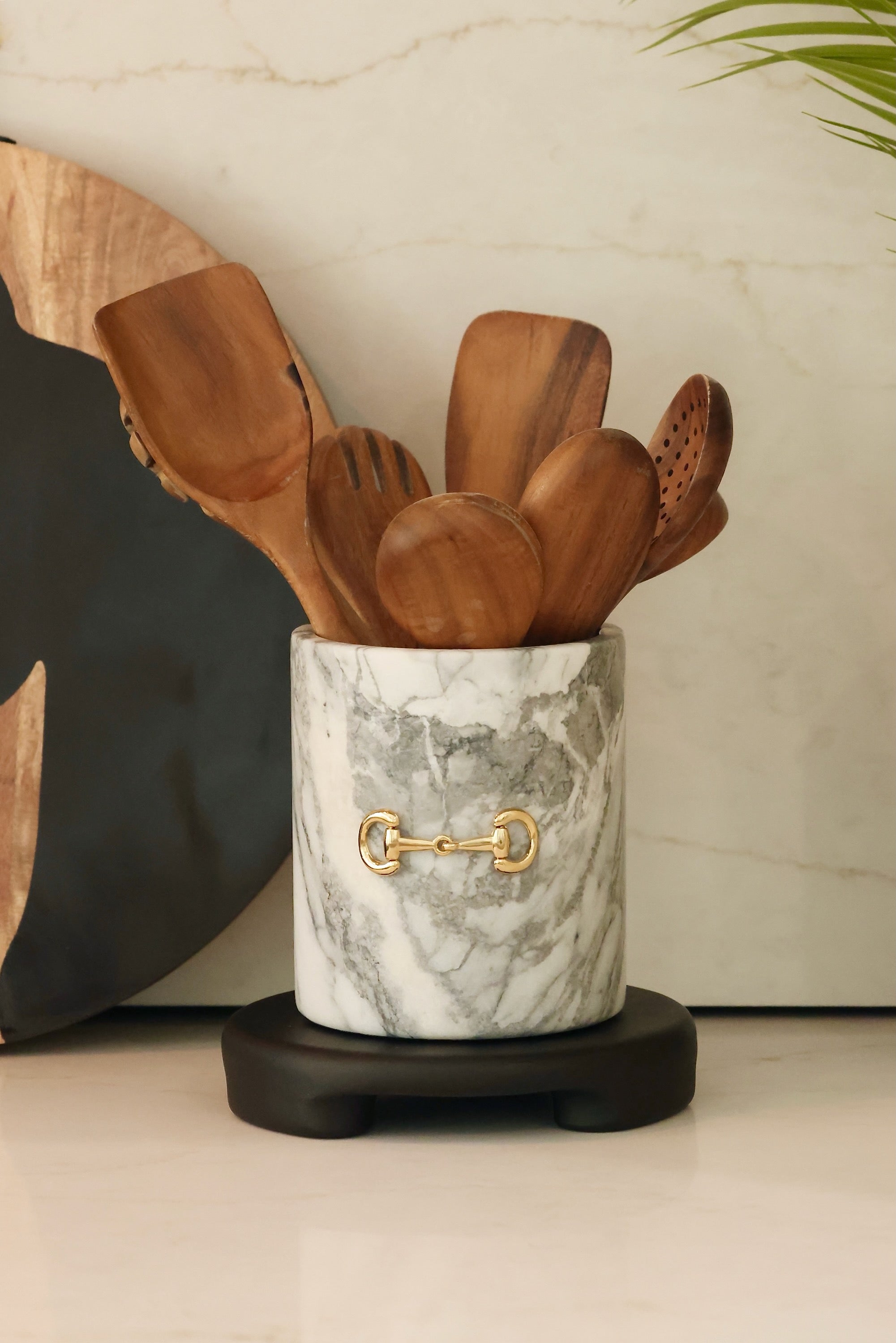 stylish equestrian marble horse bit utensil holder