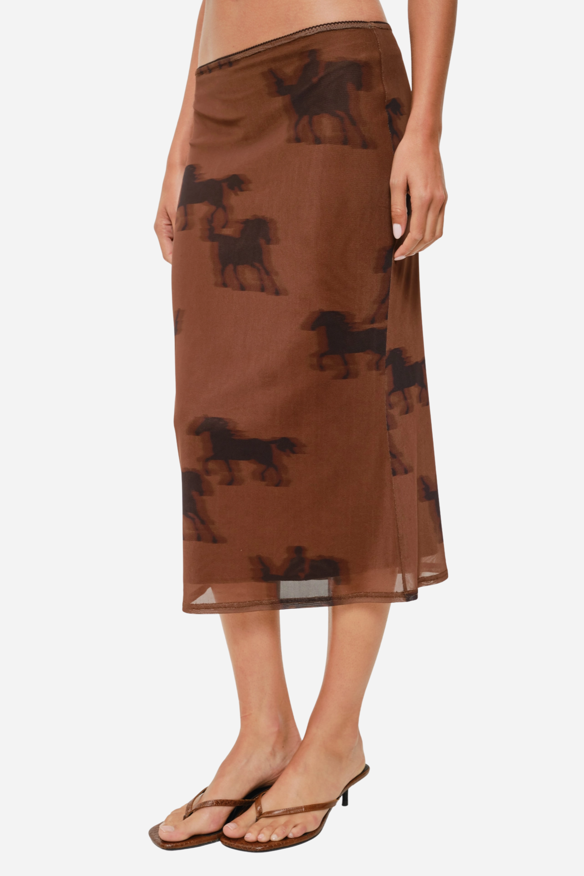 Oana Horse Mesh Midi Skirt