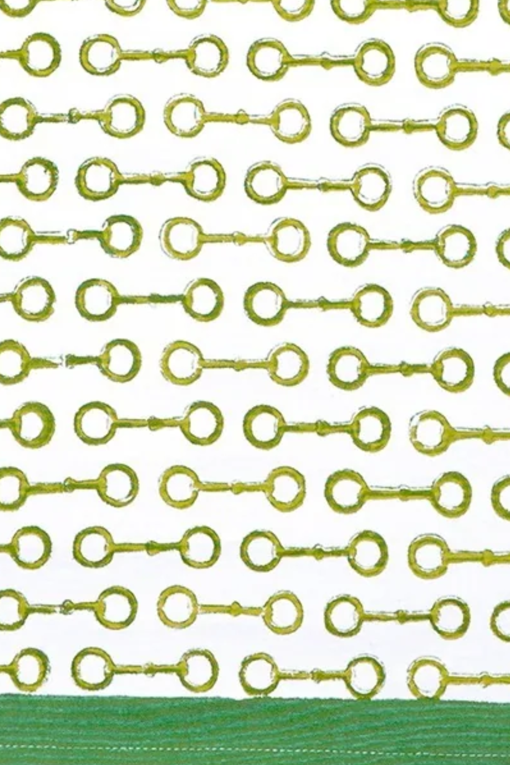 Pomegranate Paddock Club Table Runner hand block-printed green snaffle bit pattern