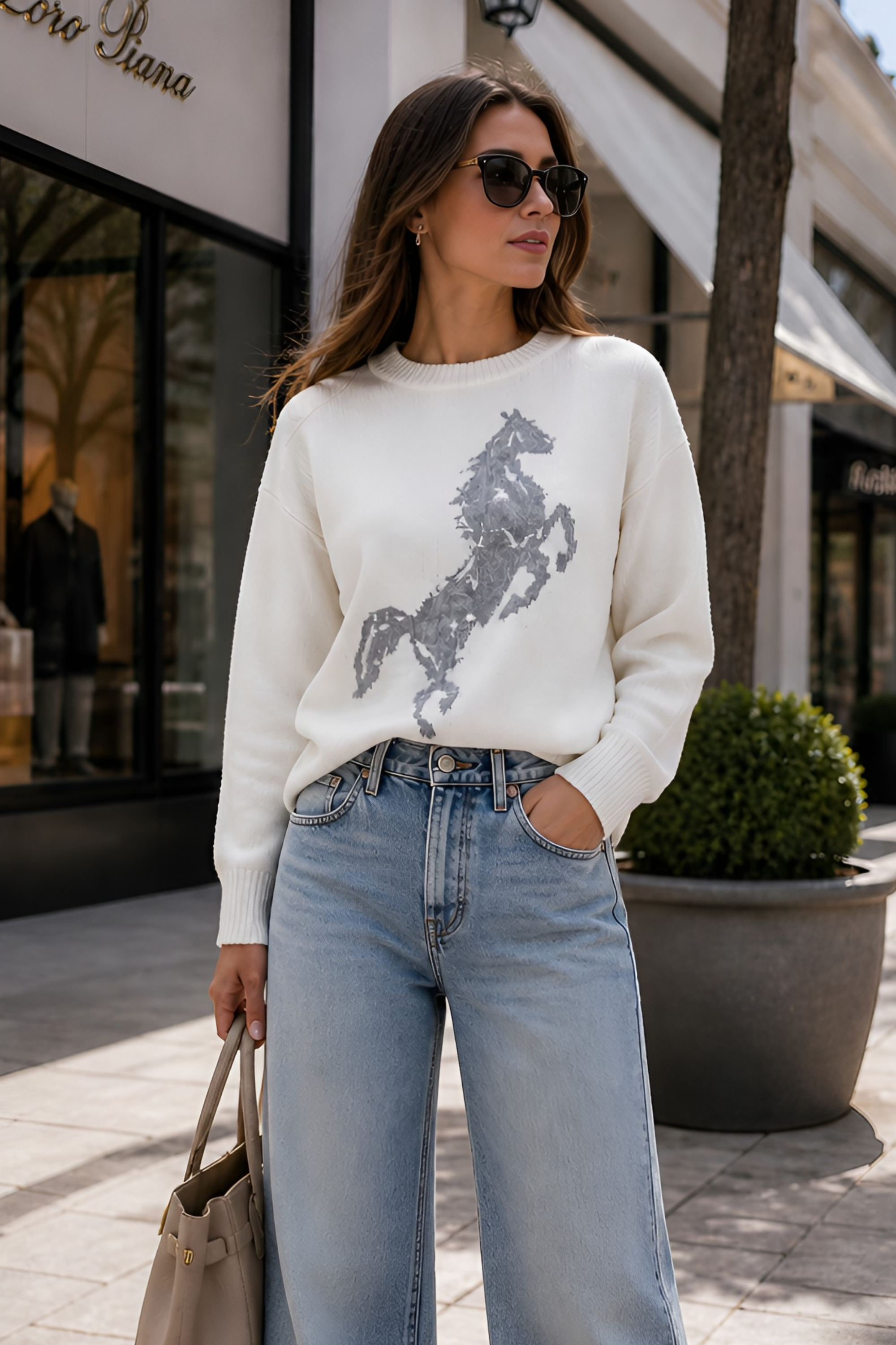 Paige Horse Sweater - Ivory