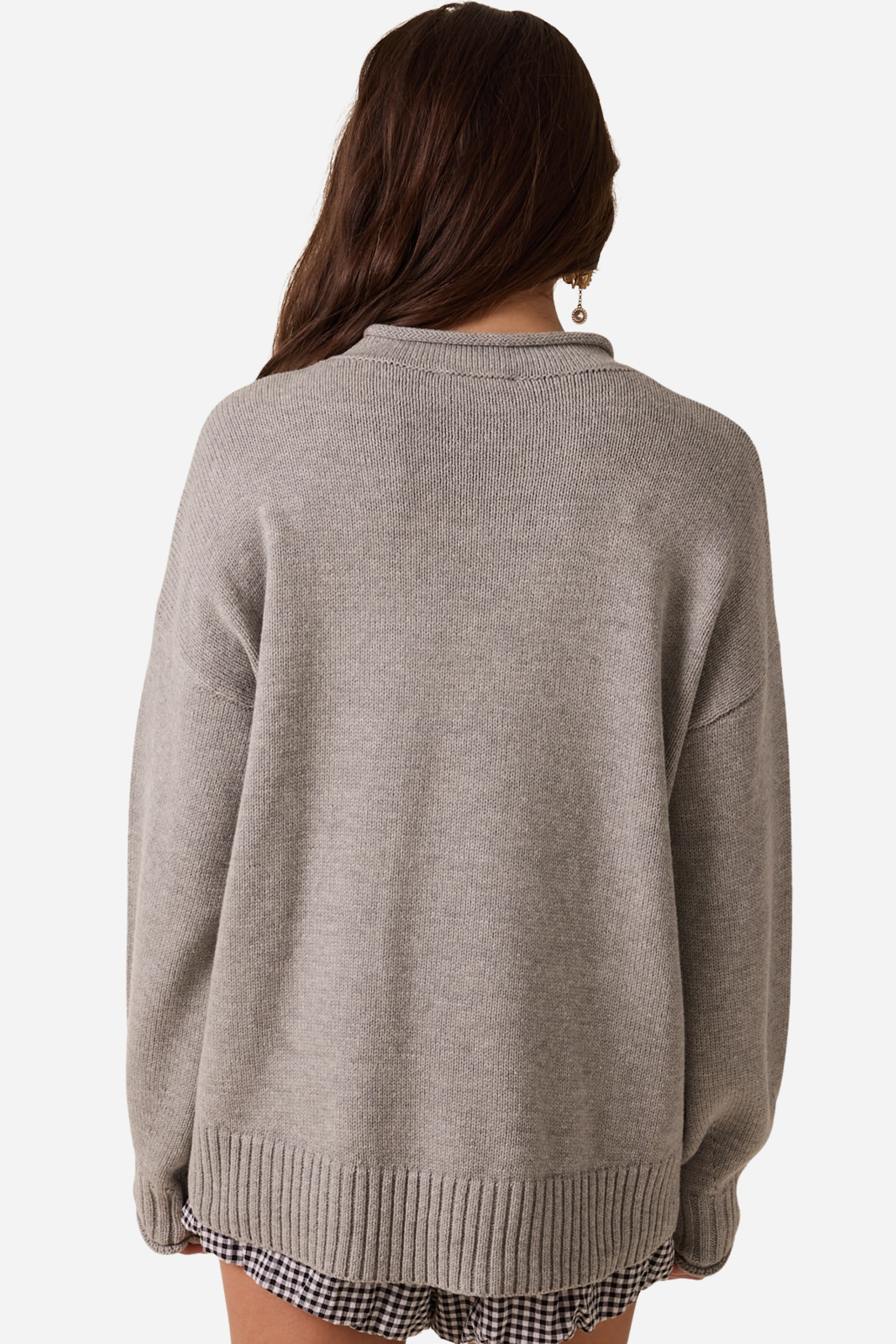 A cozy Ralph Western Sweater featuring a playful knit dog wearing a cowboy hat, boots, and scarf. The pullover has a relaxed fit with ribbed hems and cuffs, a mock neck, and a soft cotton-acrylic knit. Shown in heather grey or rust, styled casually with jeans. WESTERN DOG MOTIF PULLOVER SWEATER - WESTERN COWYBOY GRAPHIC, ANIMAL, DOG, LOOSE AND COMFORTABLE
