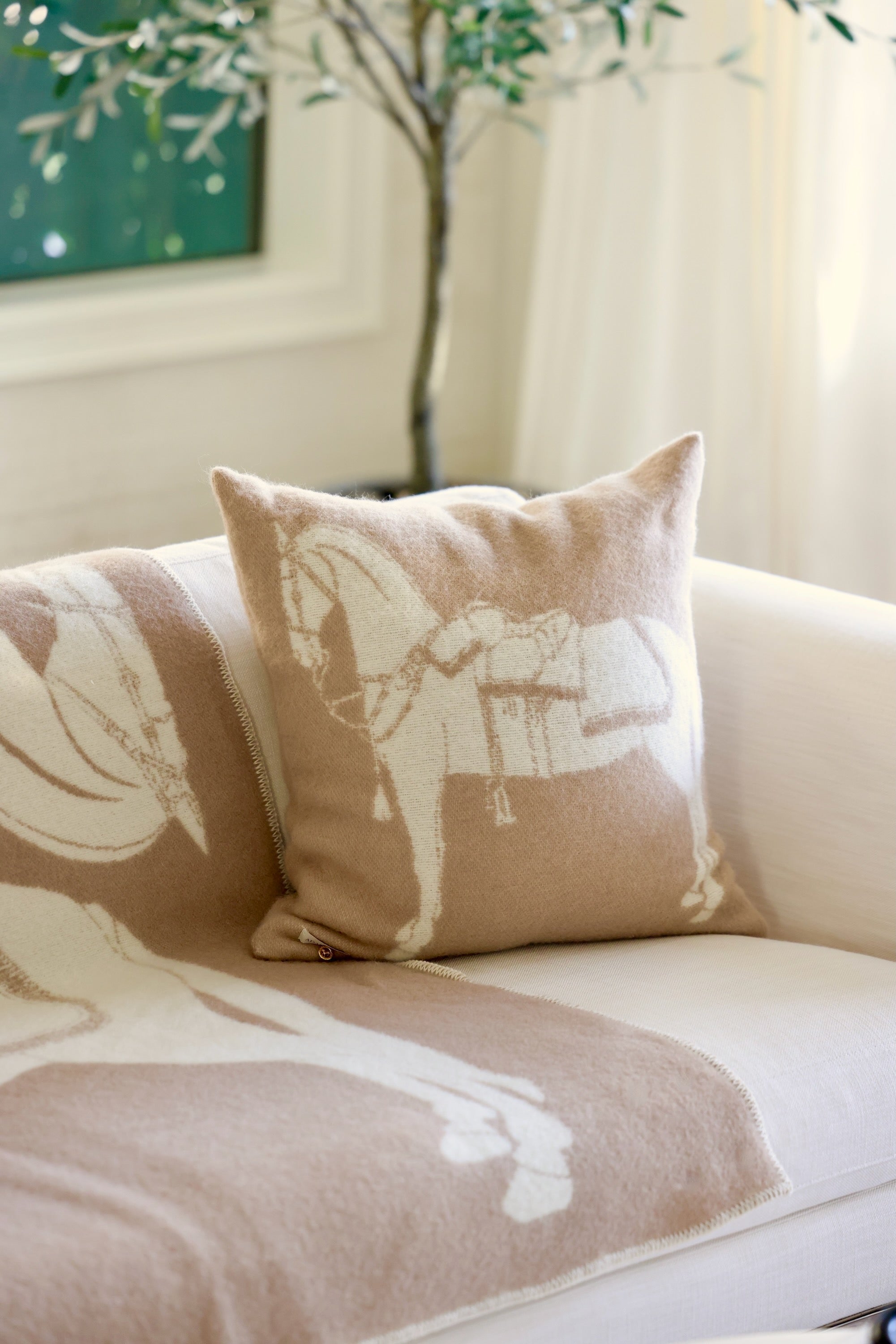 Adamsbro stylish equestrian Reins Wool Pillow