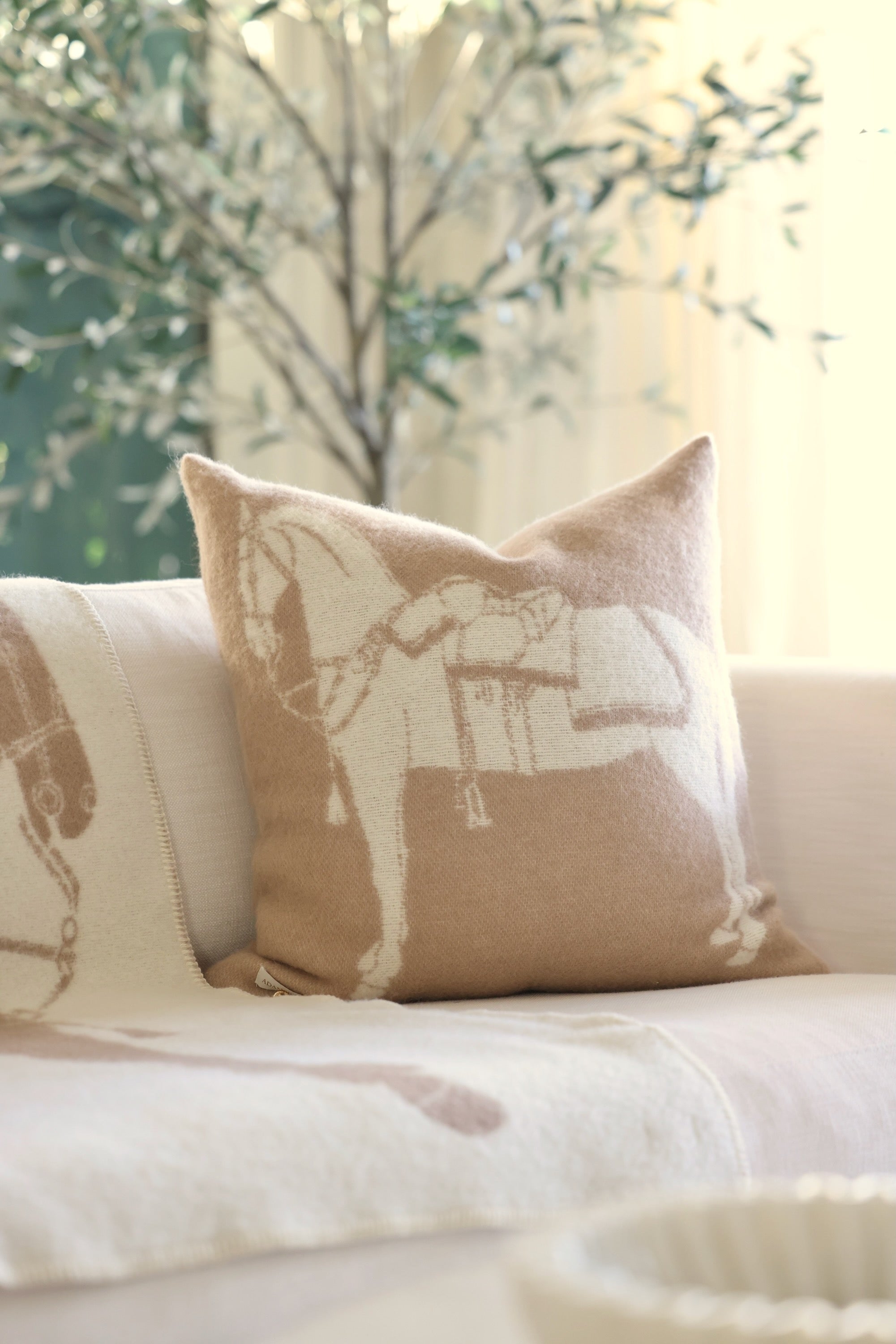 Adamsbro stylish equestrian Reins Wool Pillow