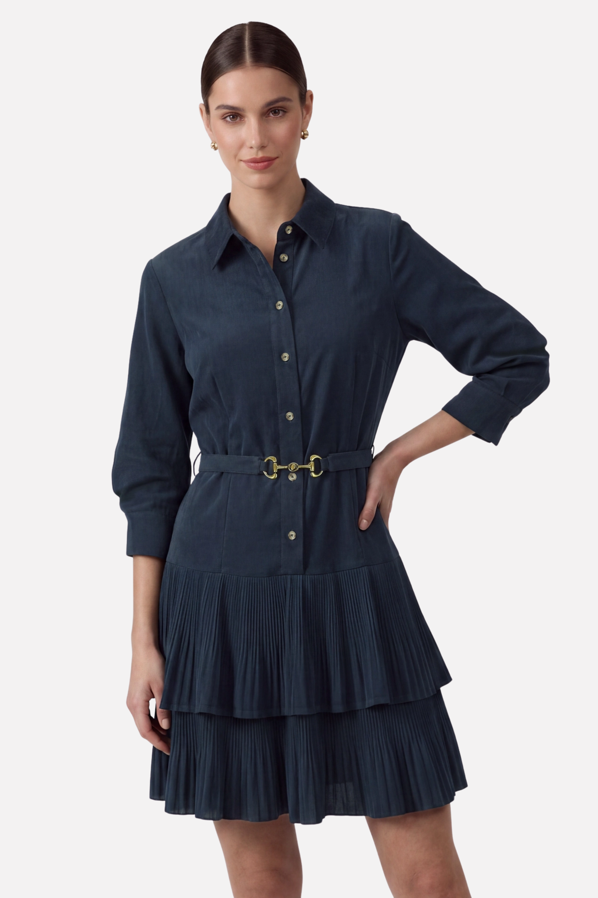 Sienna Bit Corduroy Dress - Indigo