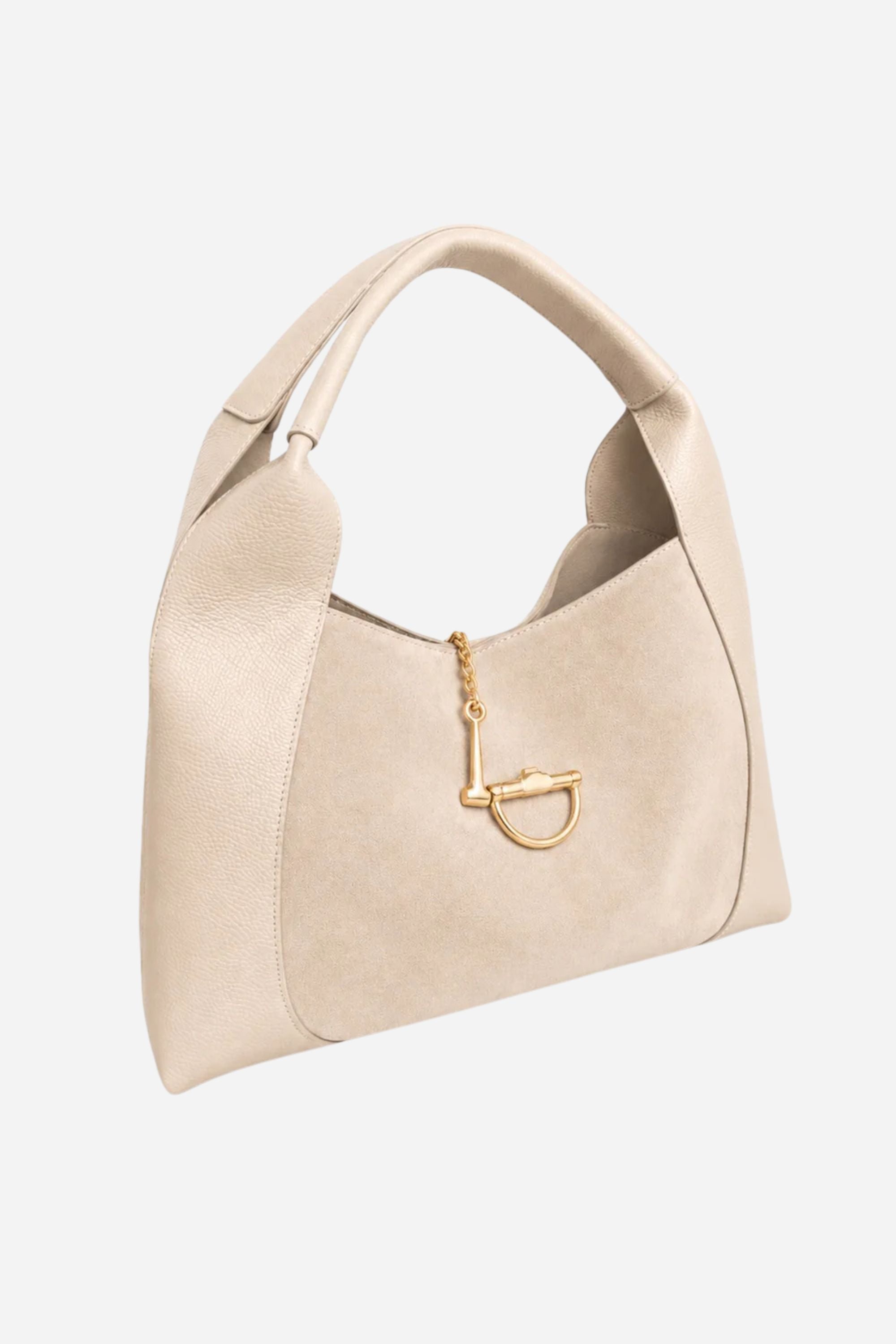 Sloane Large Suede Leather Saddle Bag - Fawn