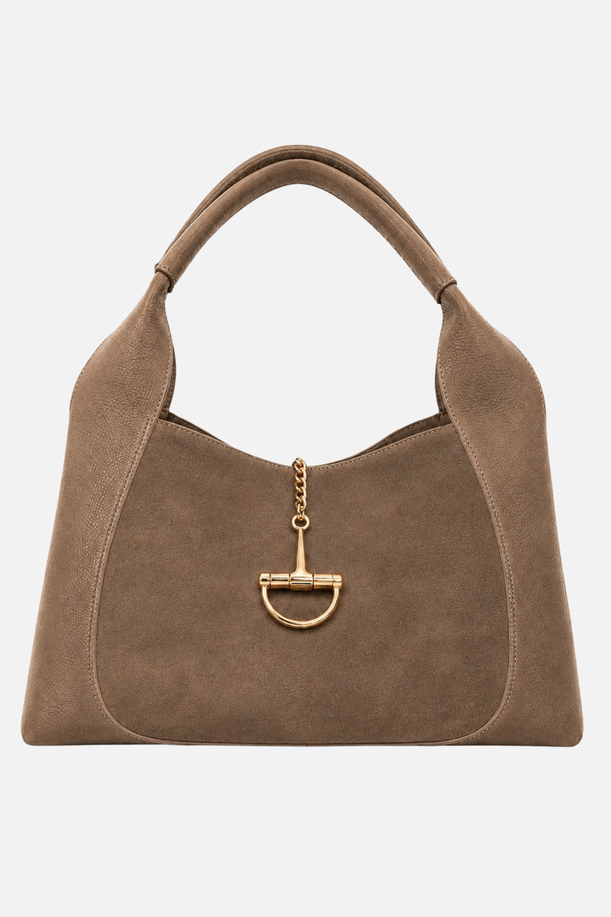 Sloane Large Suede Saddle Bag - Taupe