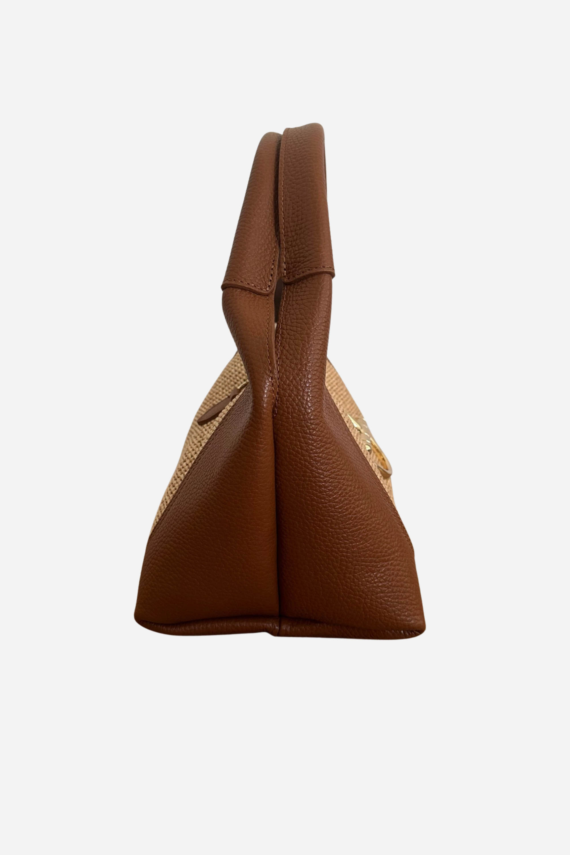 Sloane Small Raffia Saddle Bag - Cognac