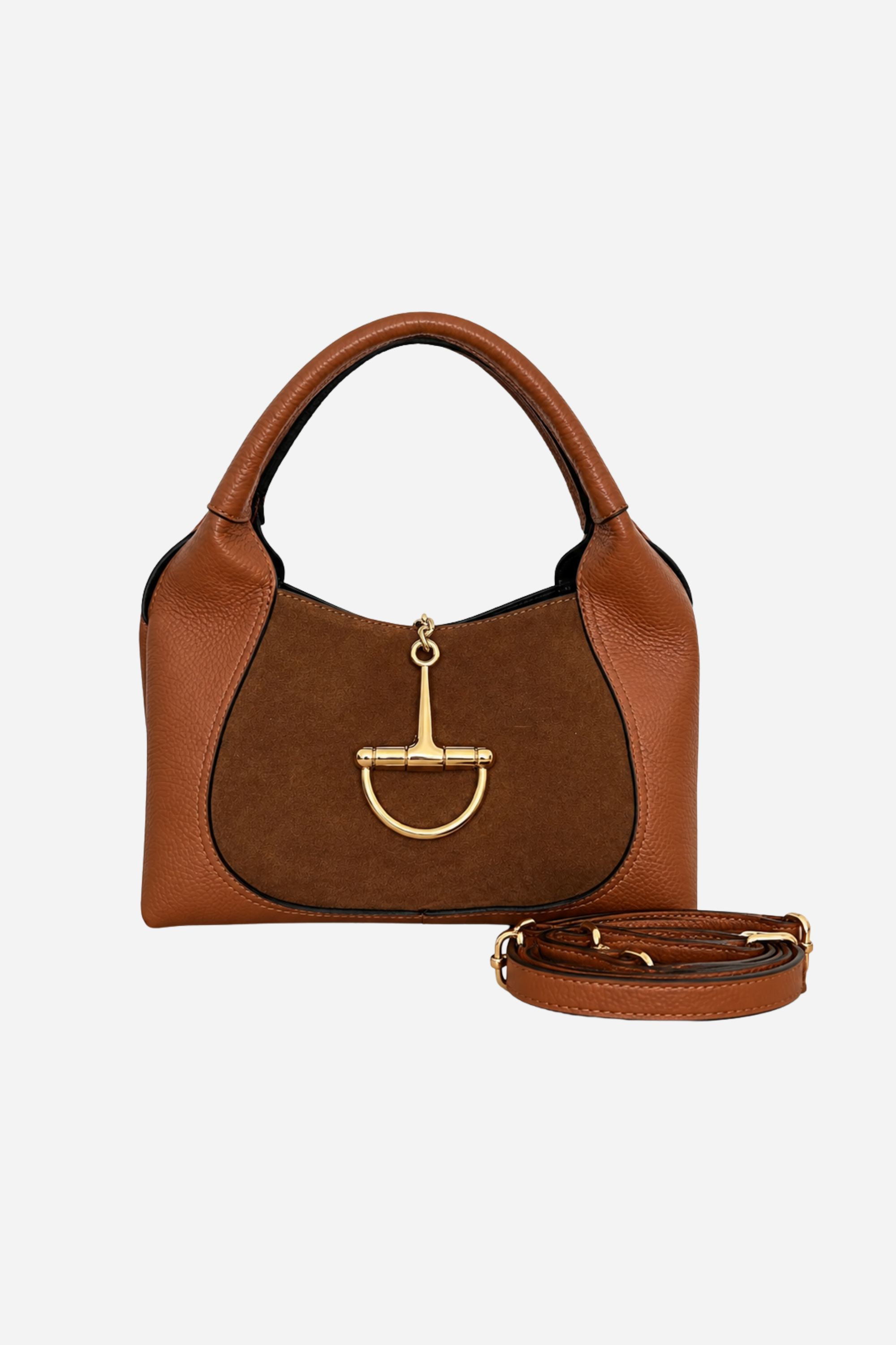 Sloane Small Suede Saddle Bag - Cognac
