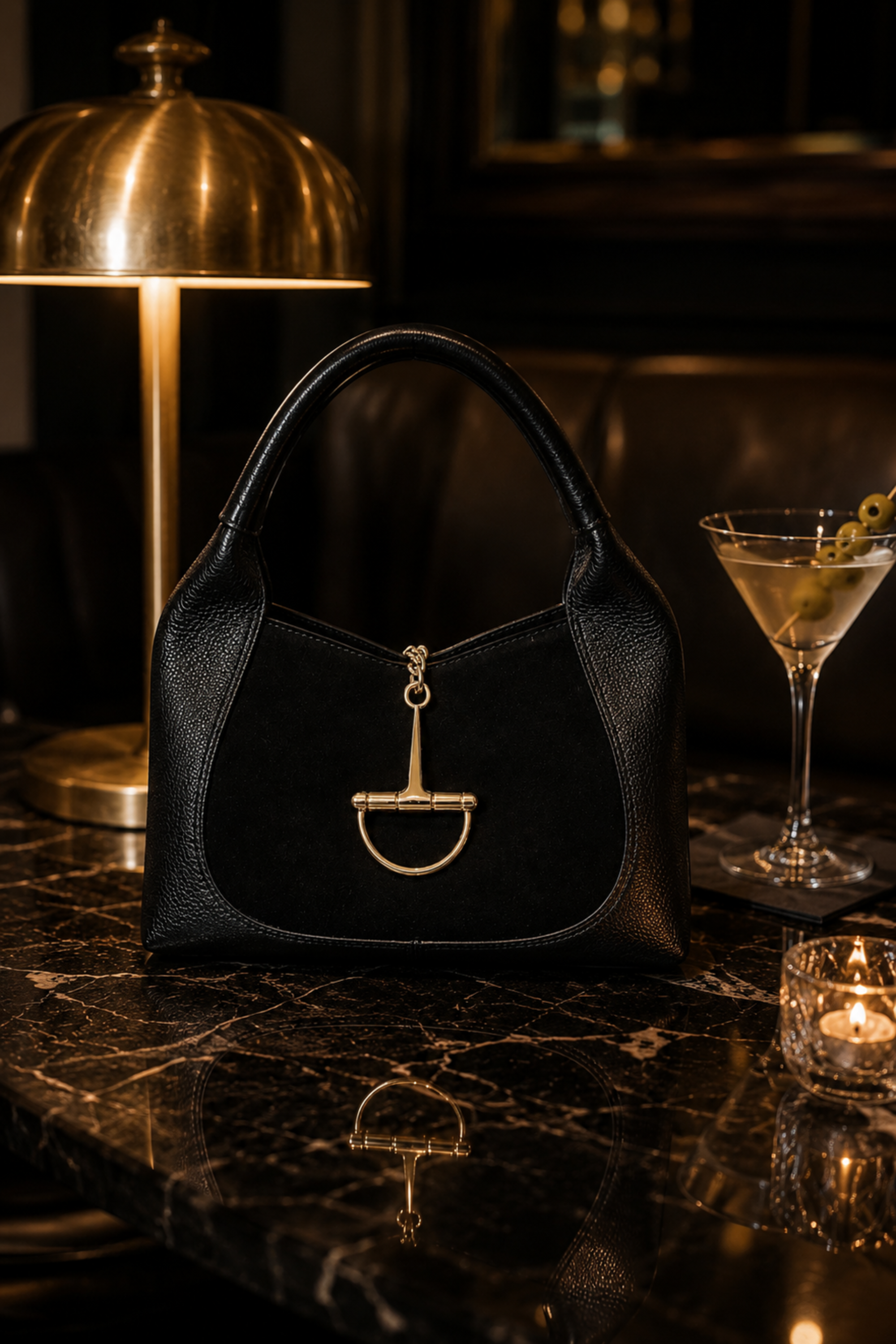 Sloane Small Suede Saddle Bag - Black