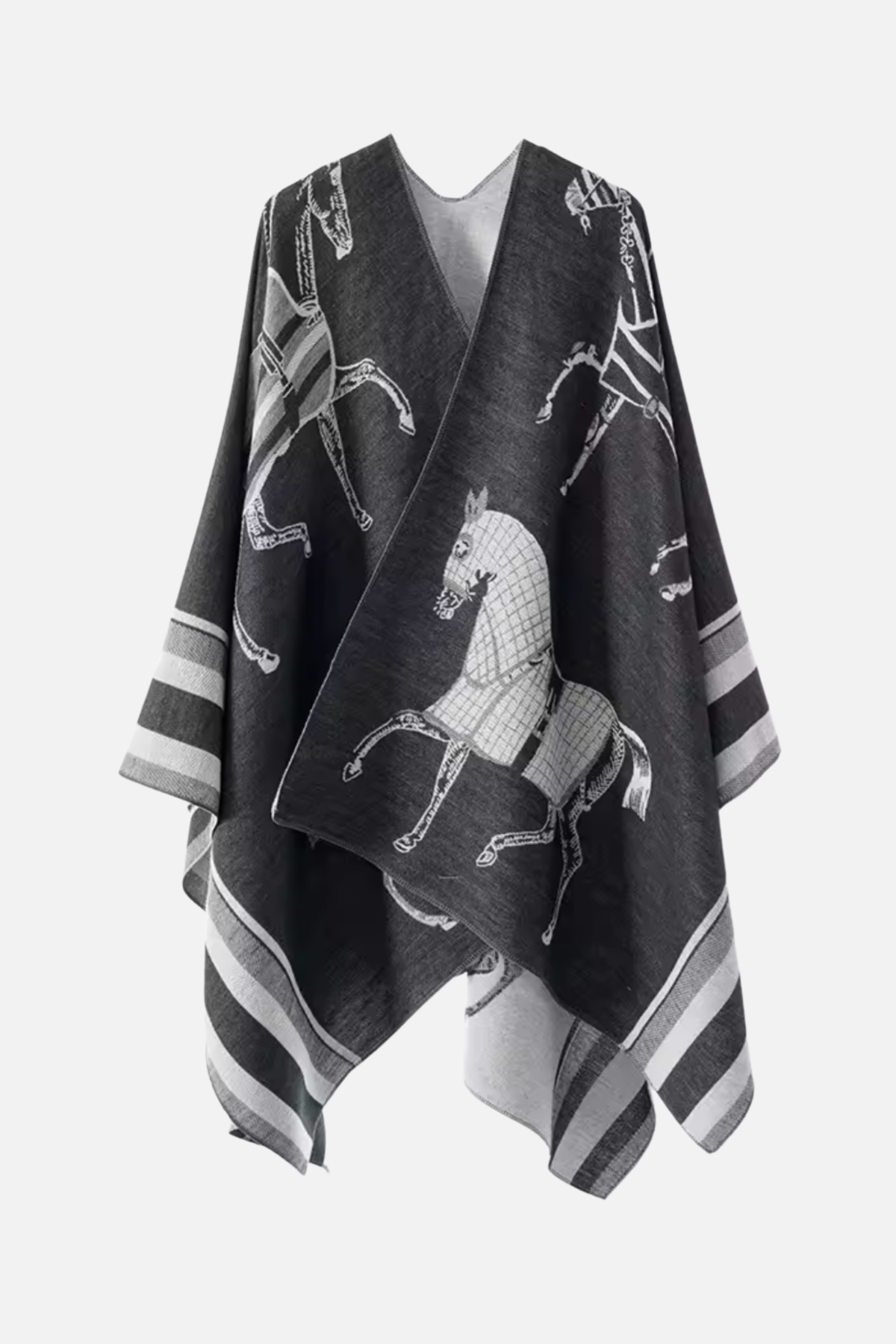 St. Moritz Equestrian Poncho - Charcoal