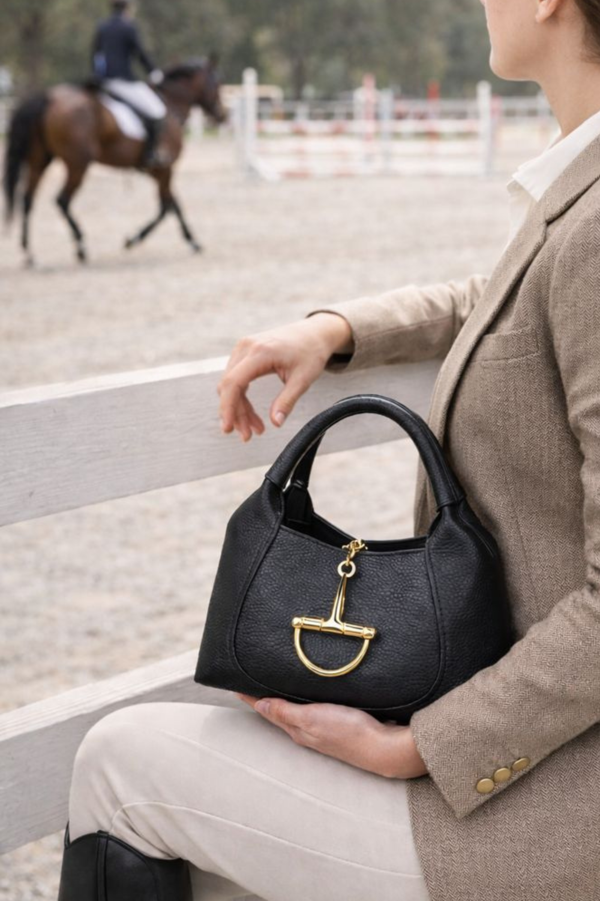 Stacey Leather Saddle Bag - Black