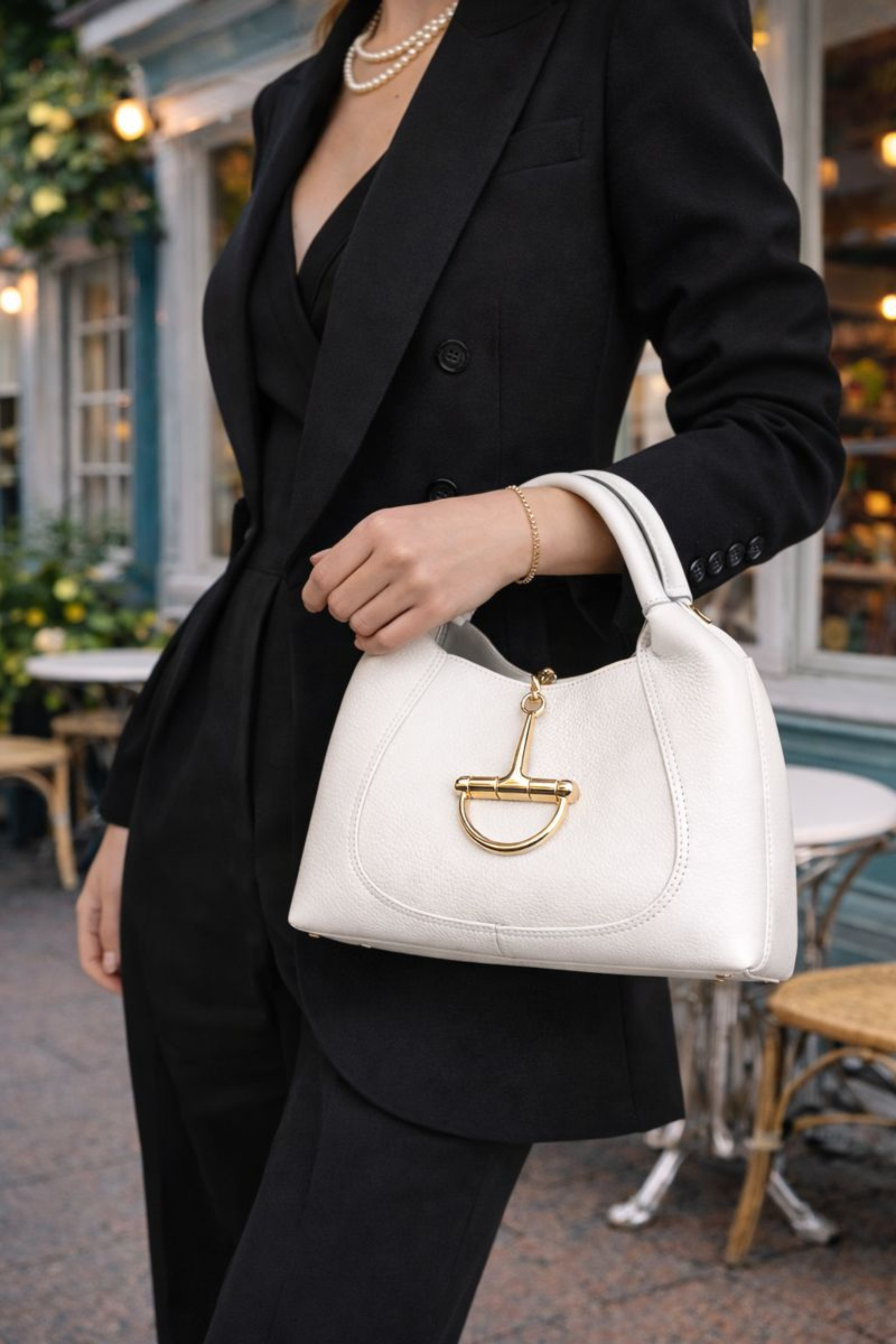 Stacey Leather Saddle Bag - Ivory