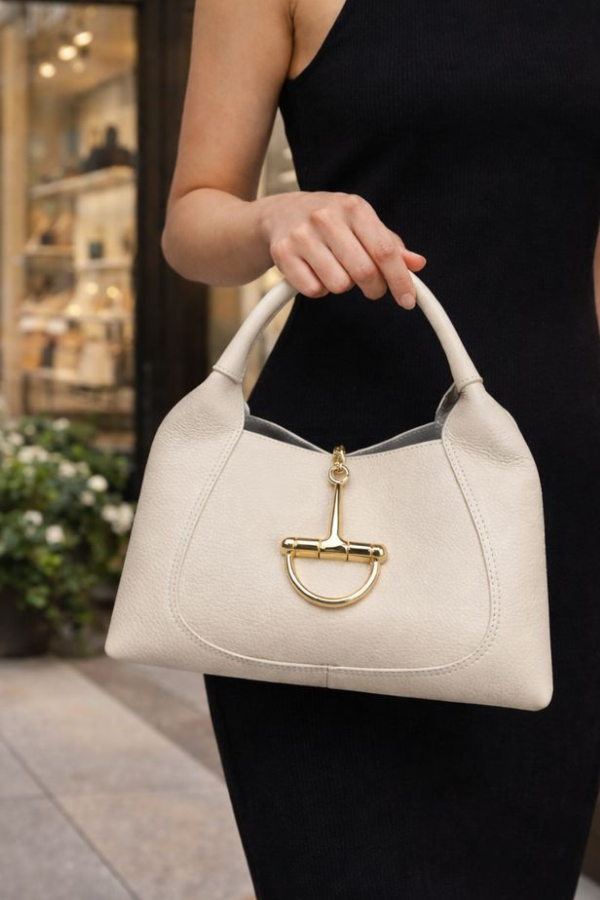 Stacey Leather Saddle Bag - Ivory