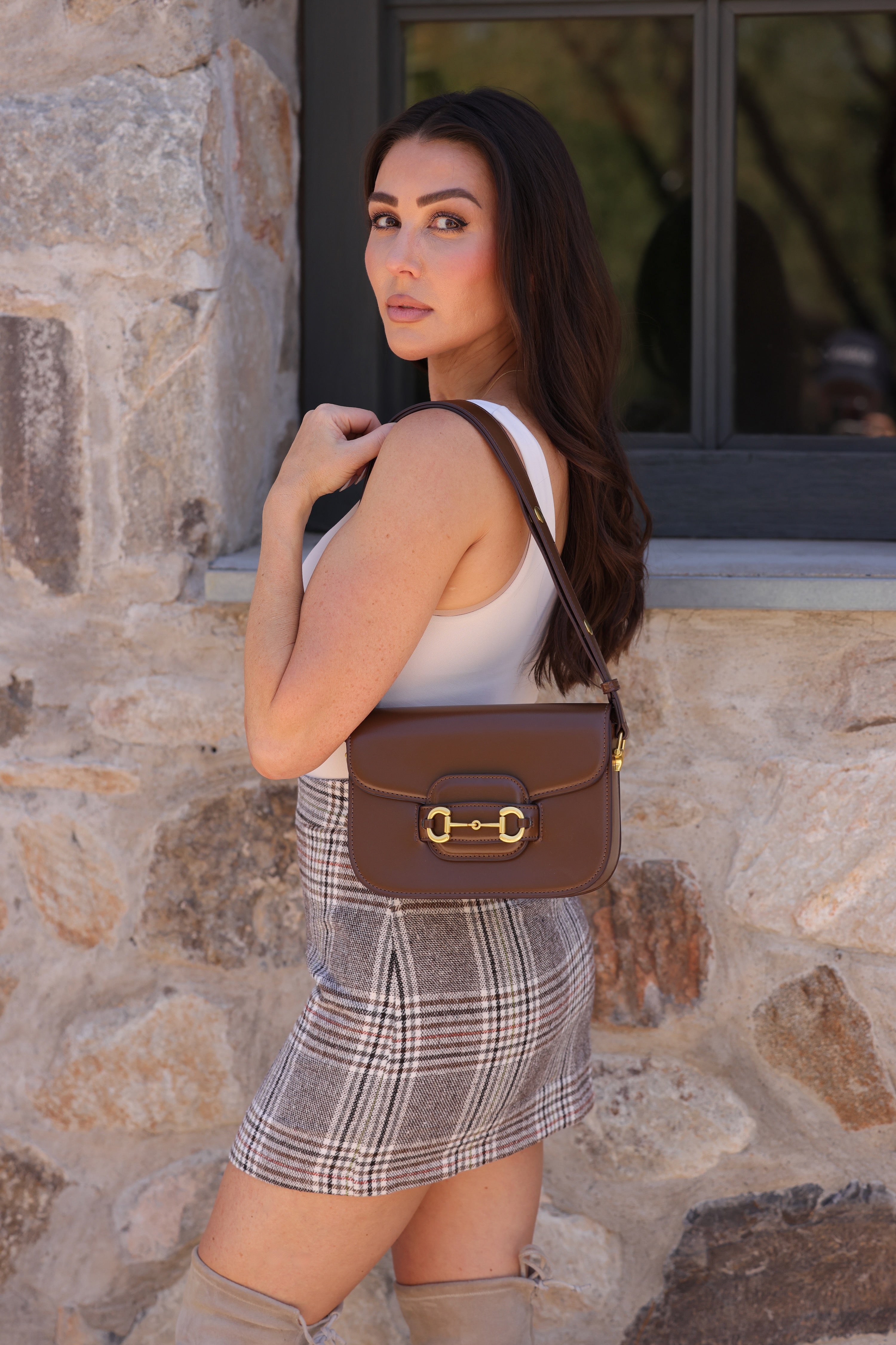 stylish equestrian stassi vegan leather horse bit shoulder bag - Horse bit bag, Horse bit shoulder bag, ivory horse bit purse