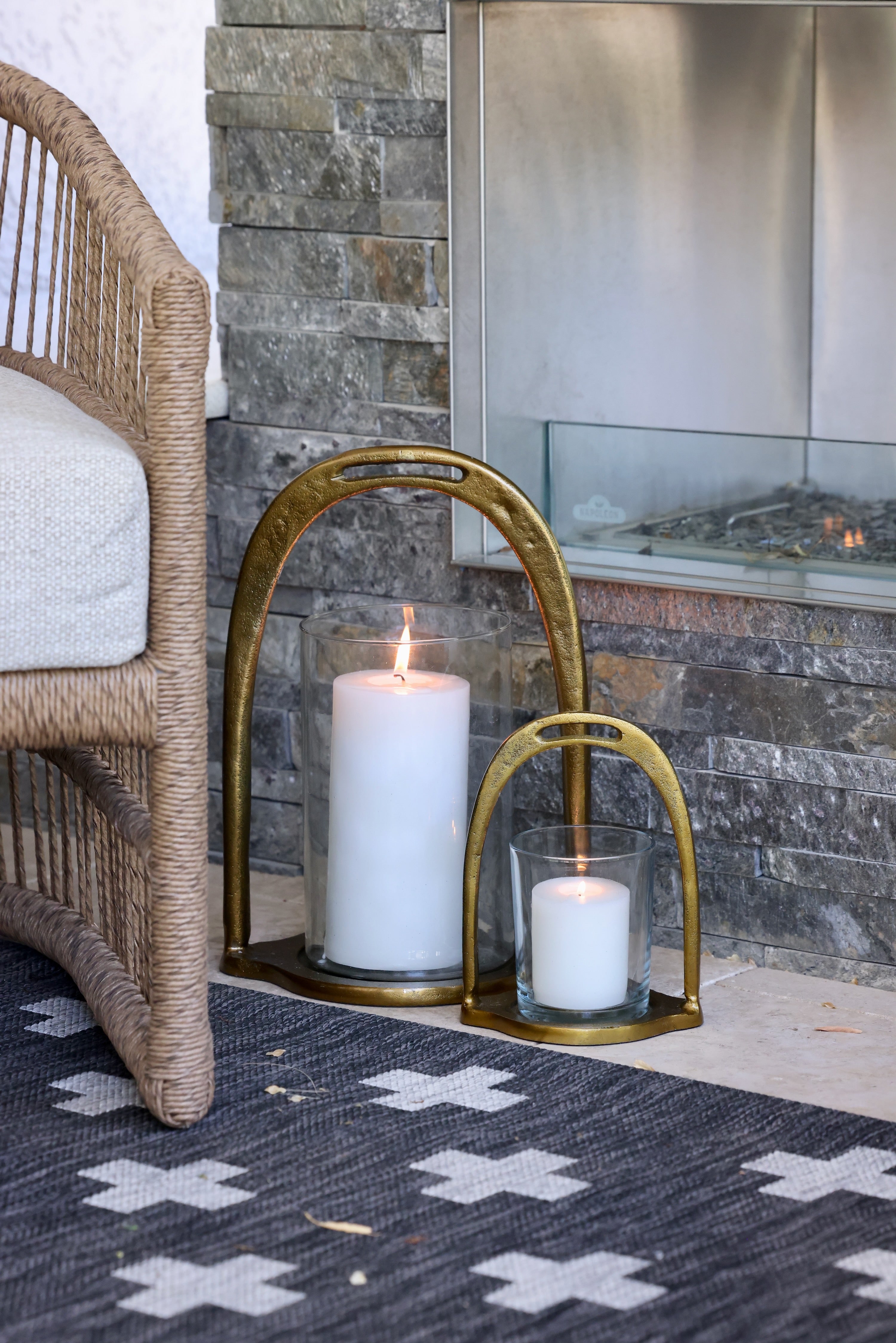 thg stylish equestrian stirrup hurricane candle holder