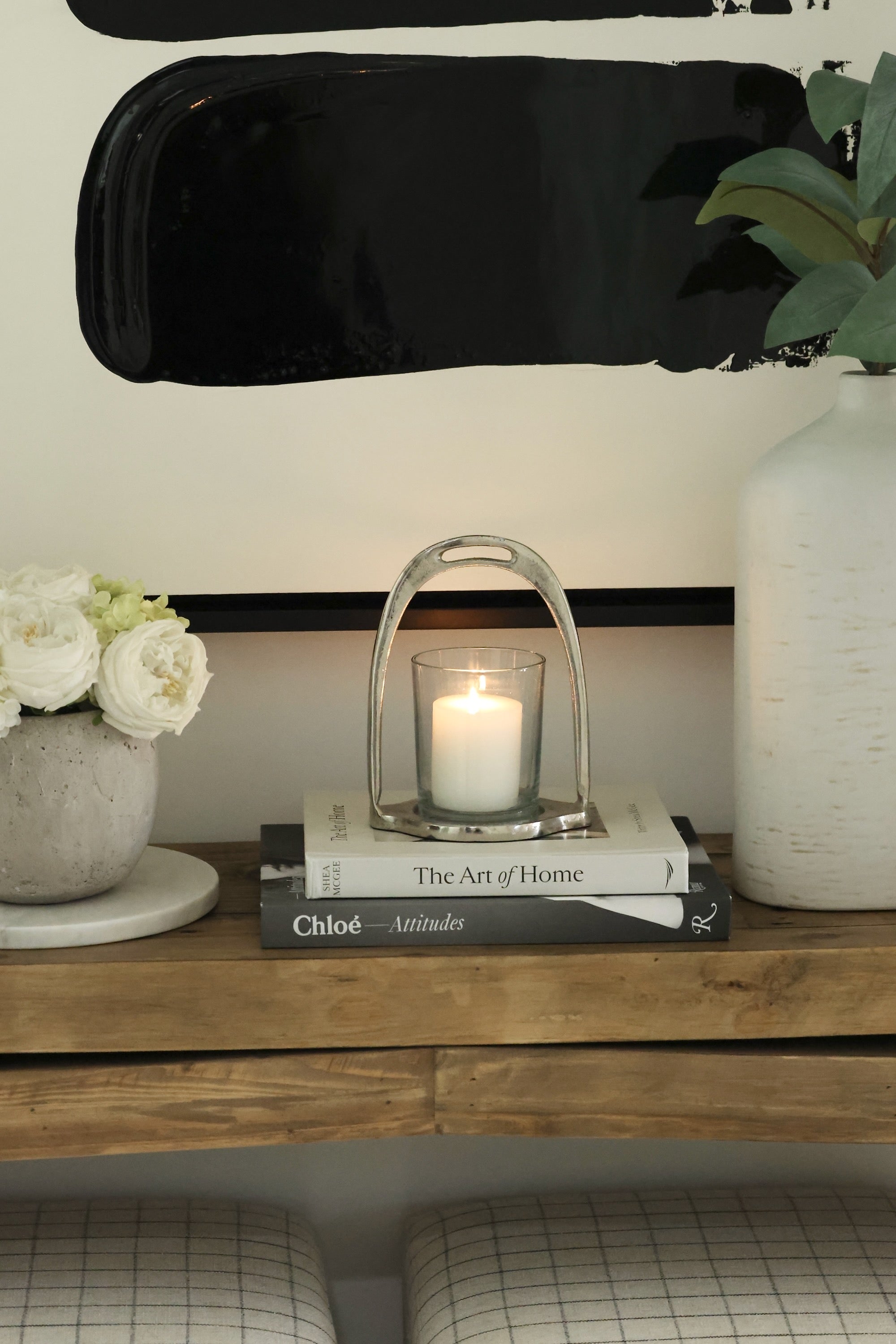 thg stylish equestrian stirrup hurricane candle holder small medium