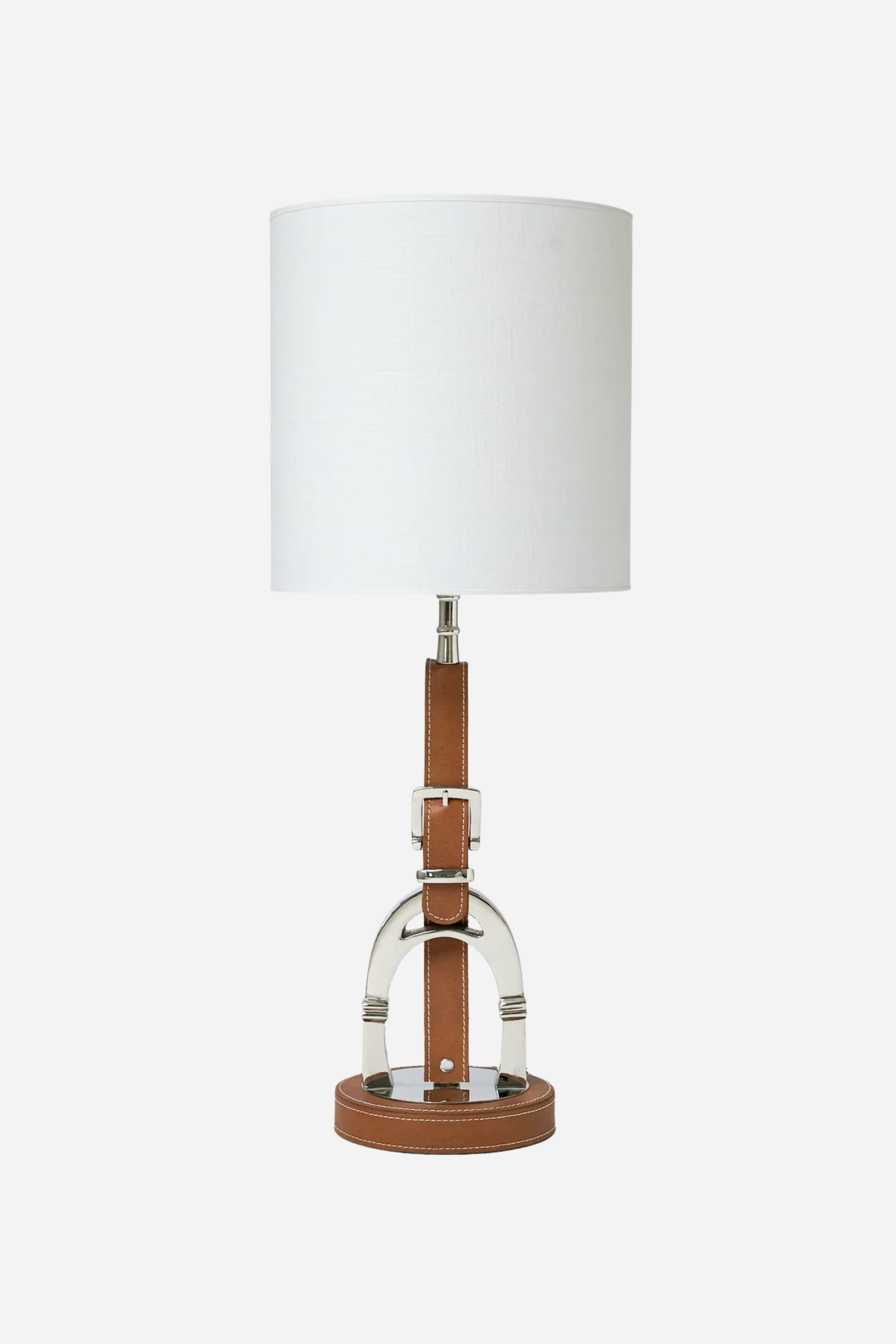 adamsbro stylish equestrian stirrup leather lamp stand cognac