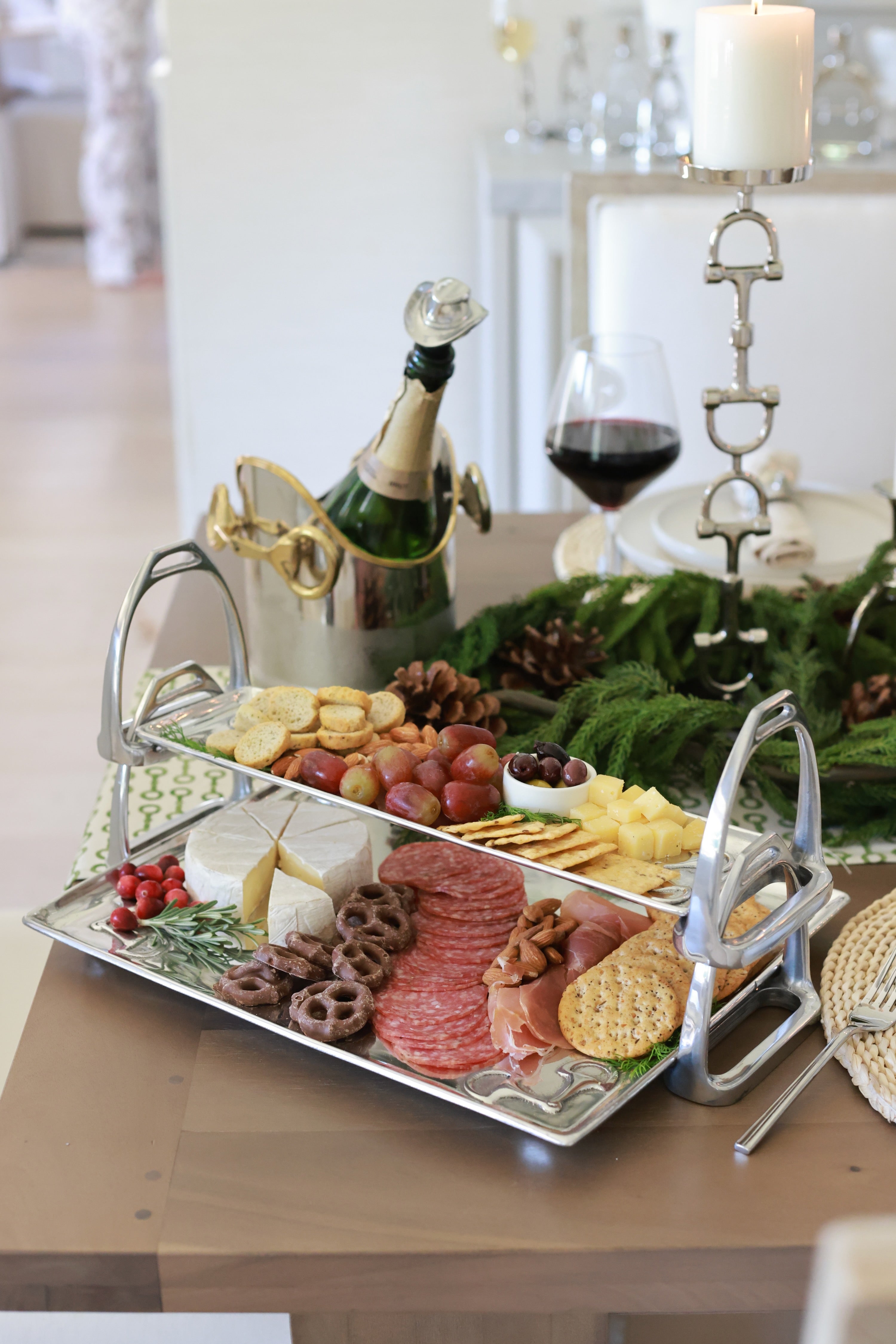 arthur court stylish equestrian large stirrup silver serving tray