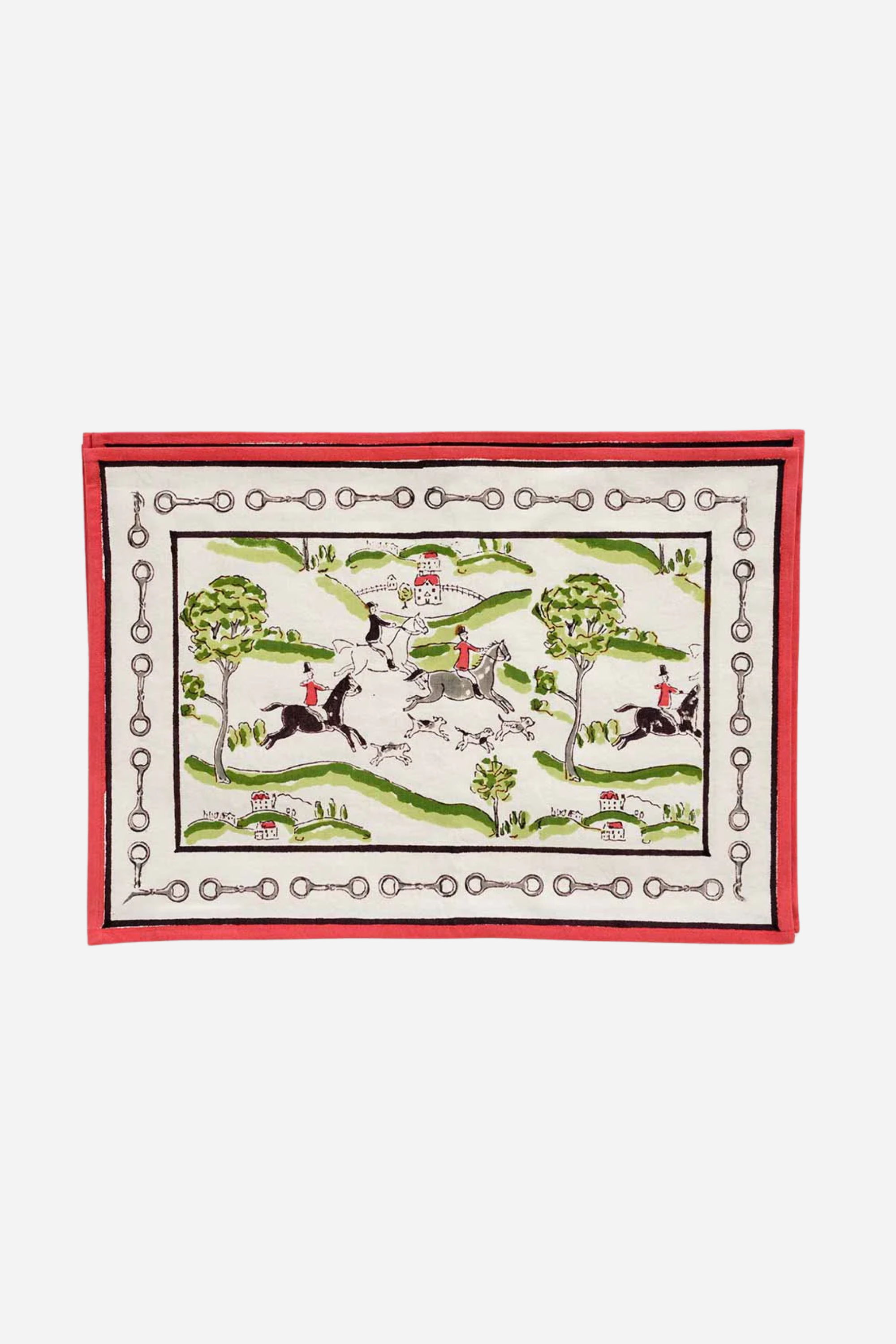 pomegranate stylish equestrian the hunt scene placemat set