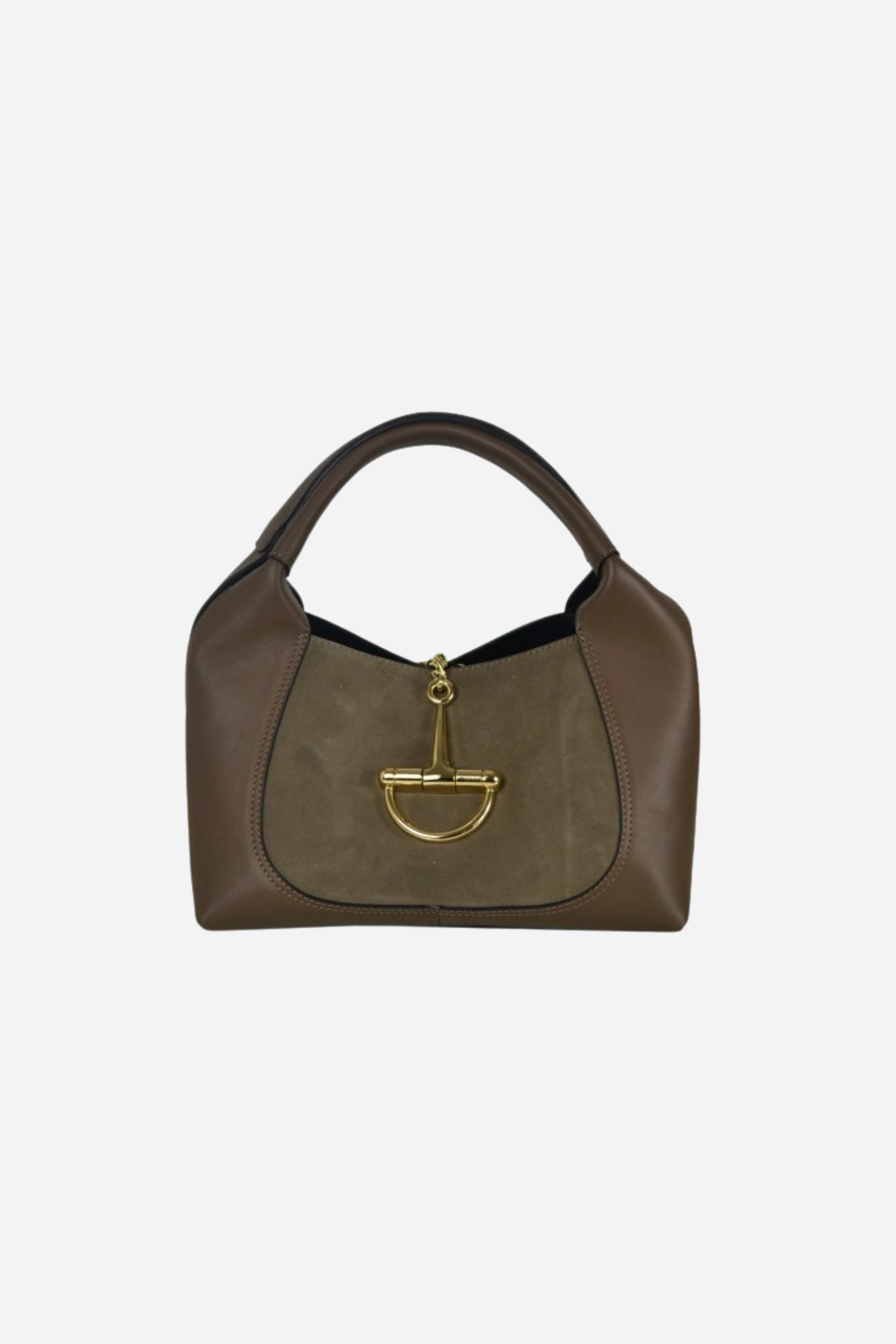 Stacey Suede Leather Saddle Bag - Olive