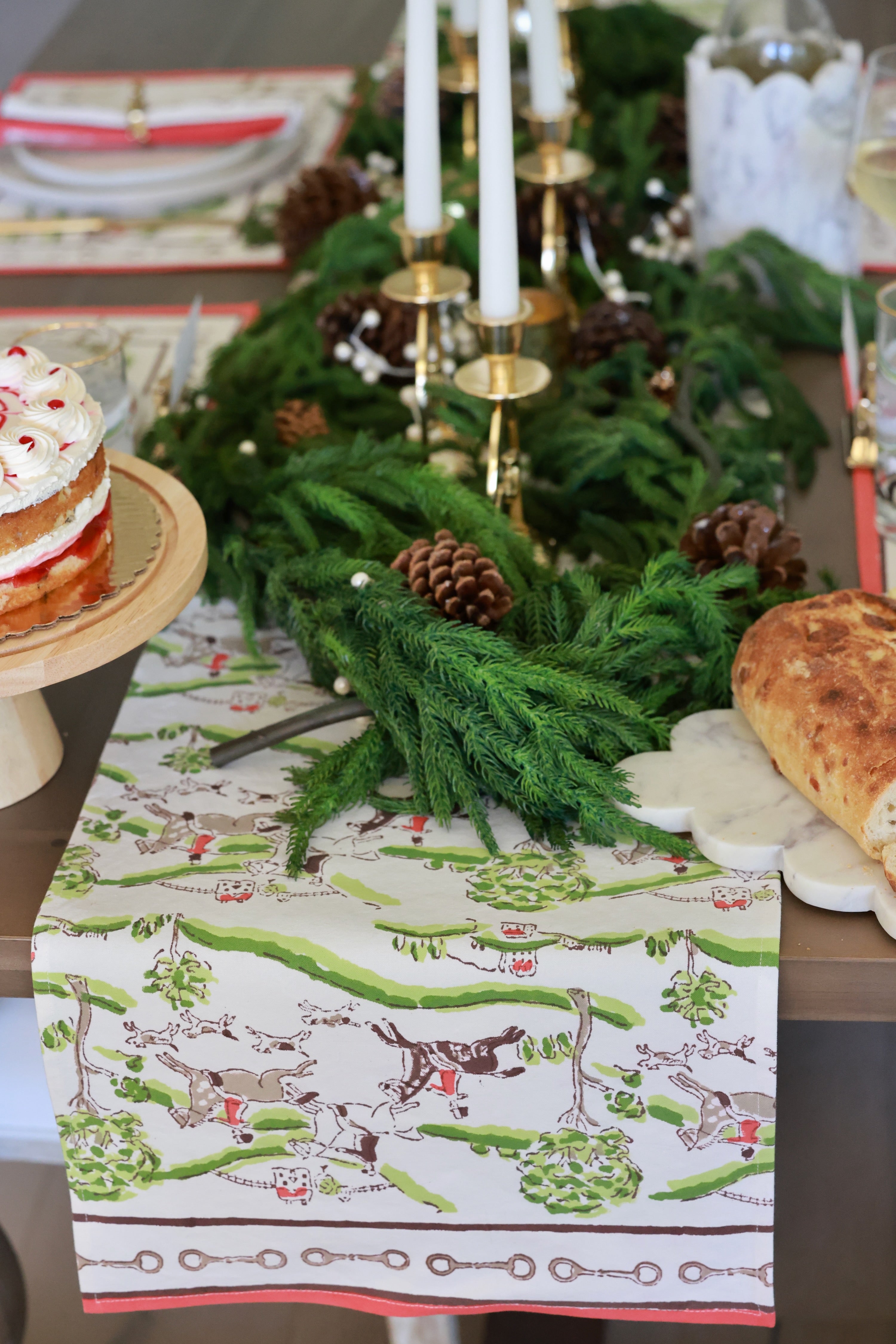 pomegranate stylish equestrian the hunt scene table runner