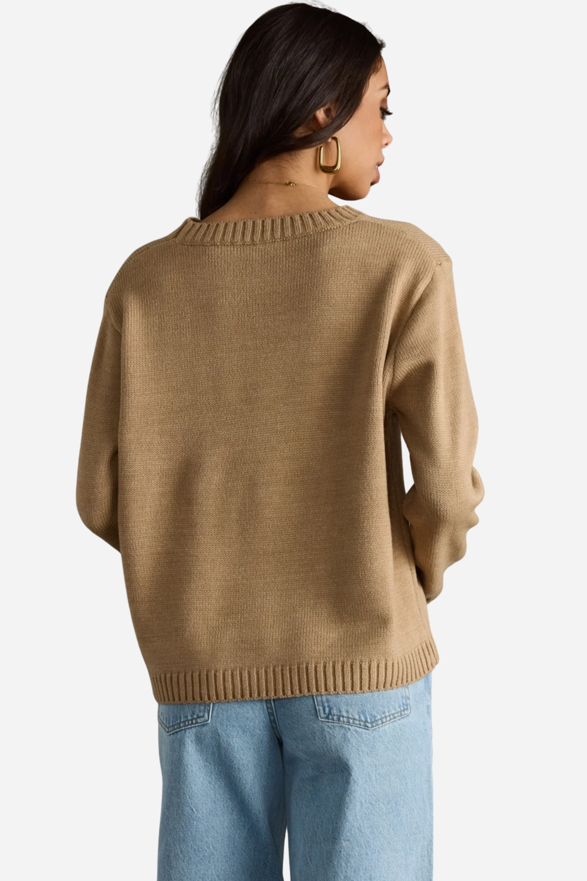 Woman wearing a beige sweater with 'WHISKEY WEATHER' text against a gray background - Whiskey weather sweater, Western graphic sweater, Fall country sweater, Taupe knit pullover, Cowgirl whiskey sweater