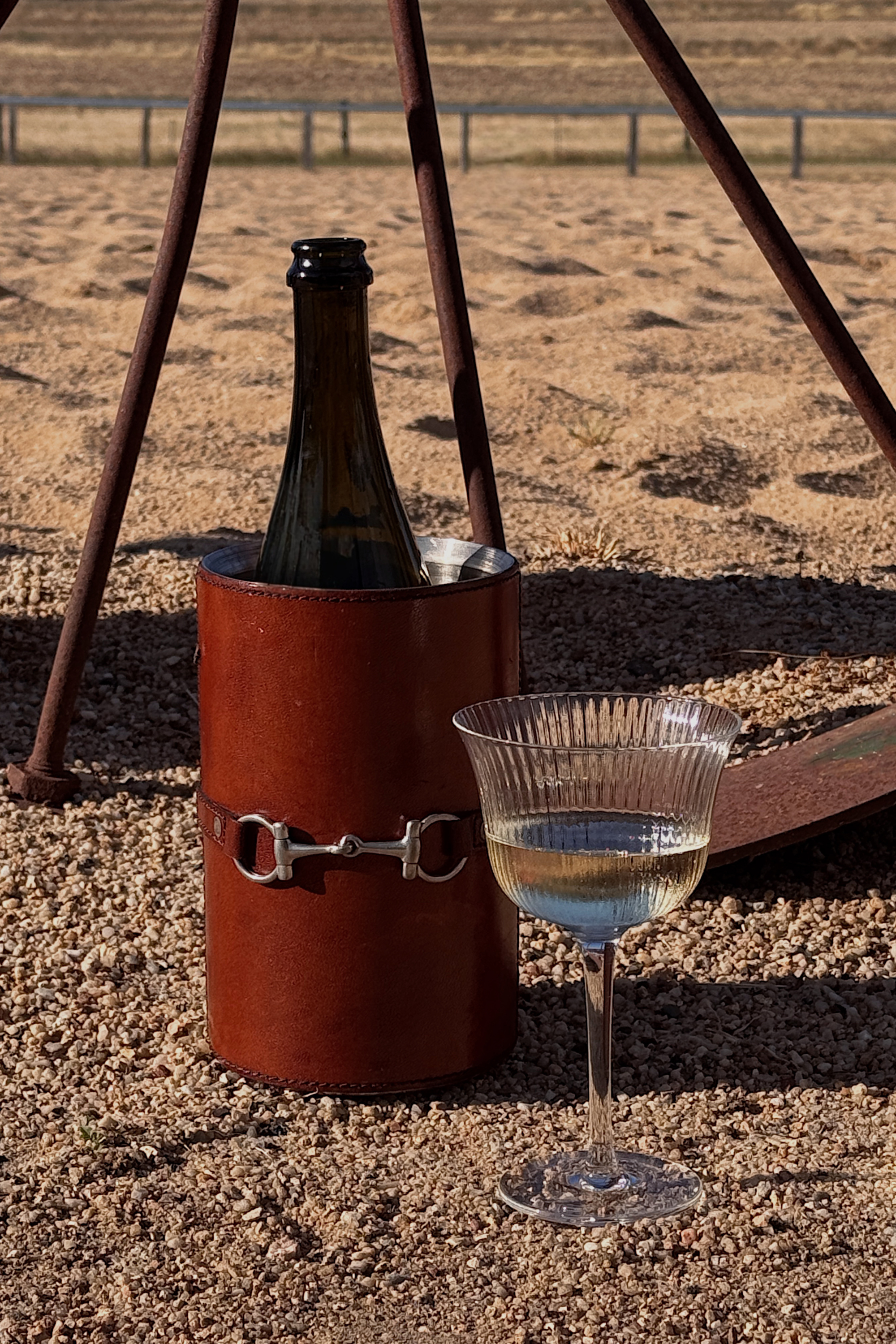 arthur court stylish equestrian horse bit leather wine bucket cooler