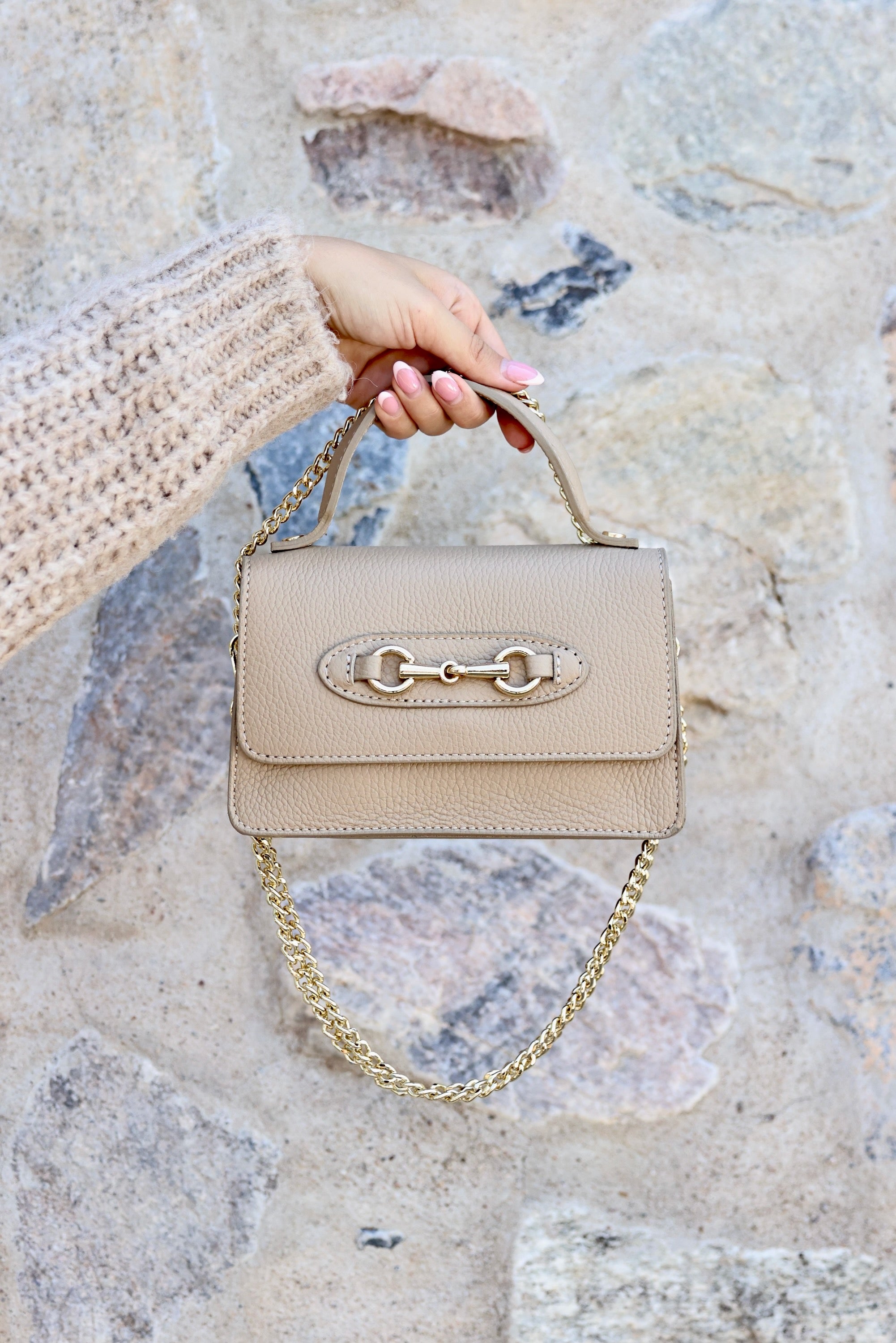 Ava Leather Bit Bag - Taupe