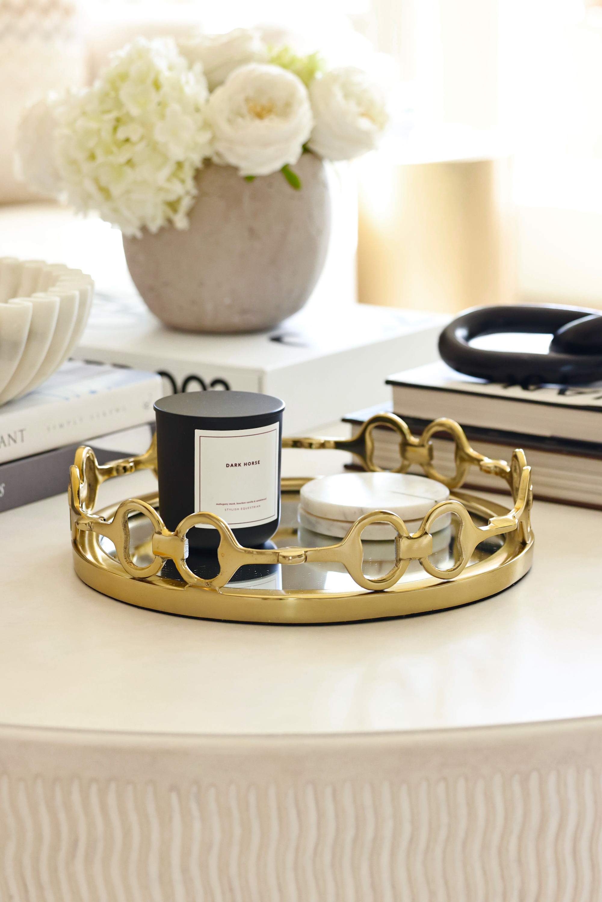 design impex stylish equestrian small gold round mirror tray d-ring bit