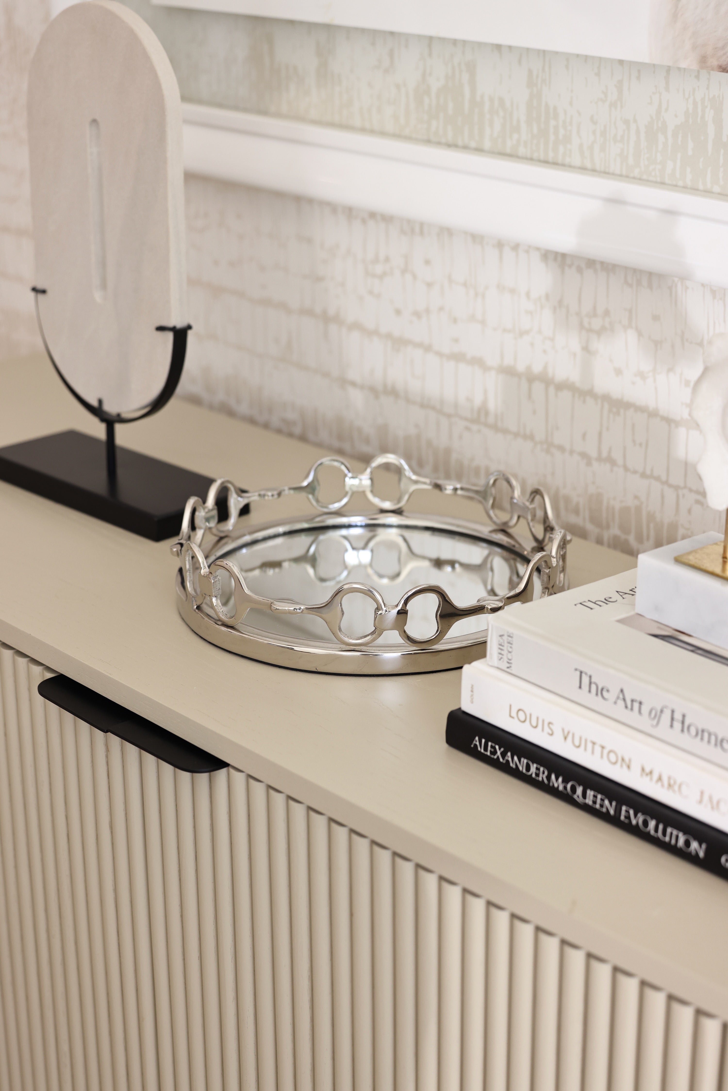 design impex stylish equestrian small silver round mirror tray d-ring bit