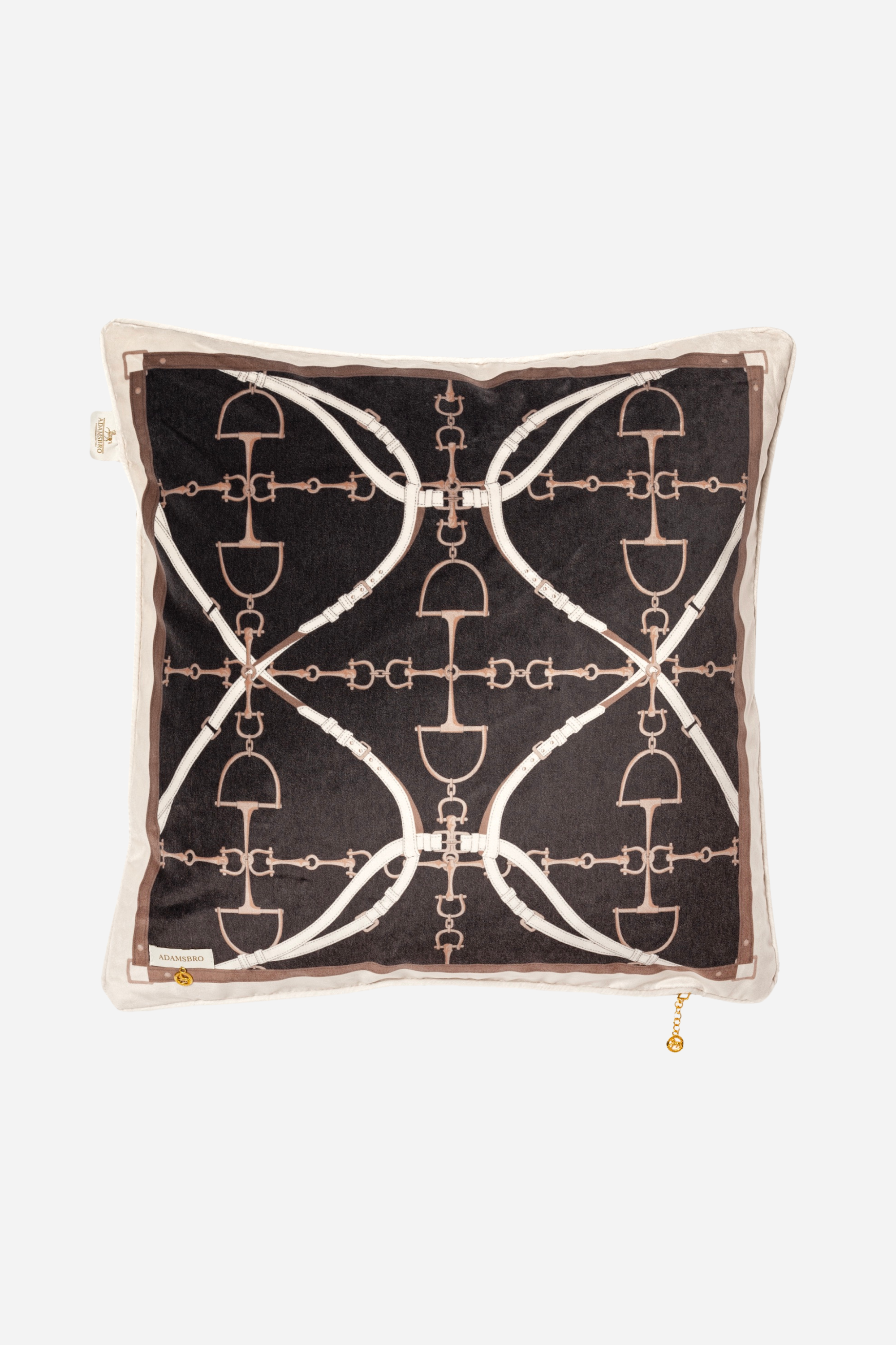 adamsbro stylish equestrian d-ring velvet pillow charcoal