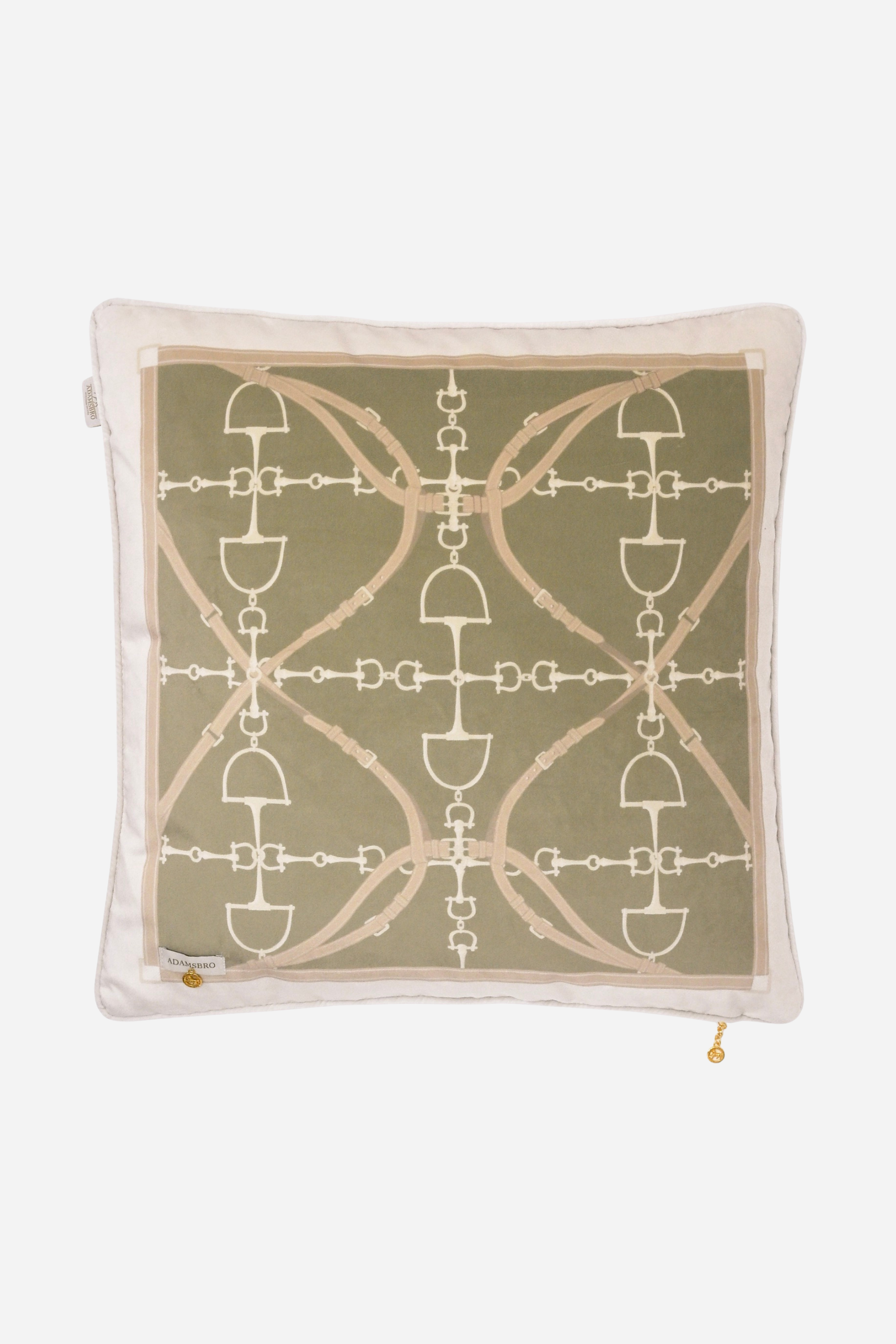 Adamsbro stylish equestrian D-Ring Velvet Pillow - Matcha