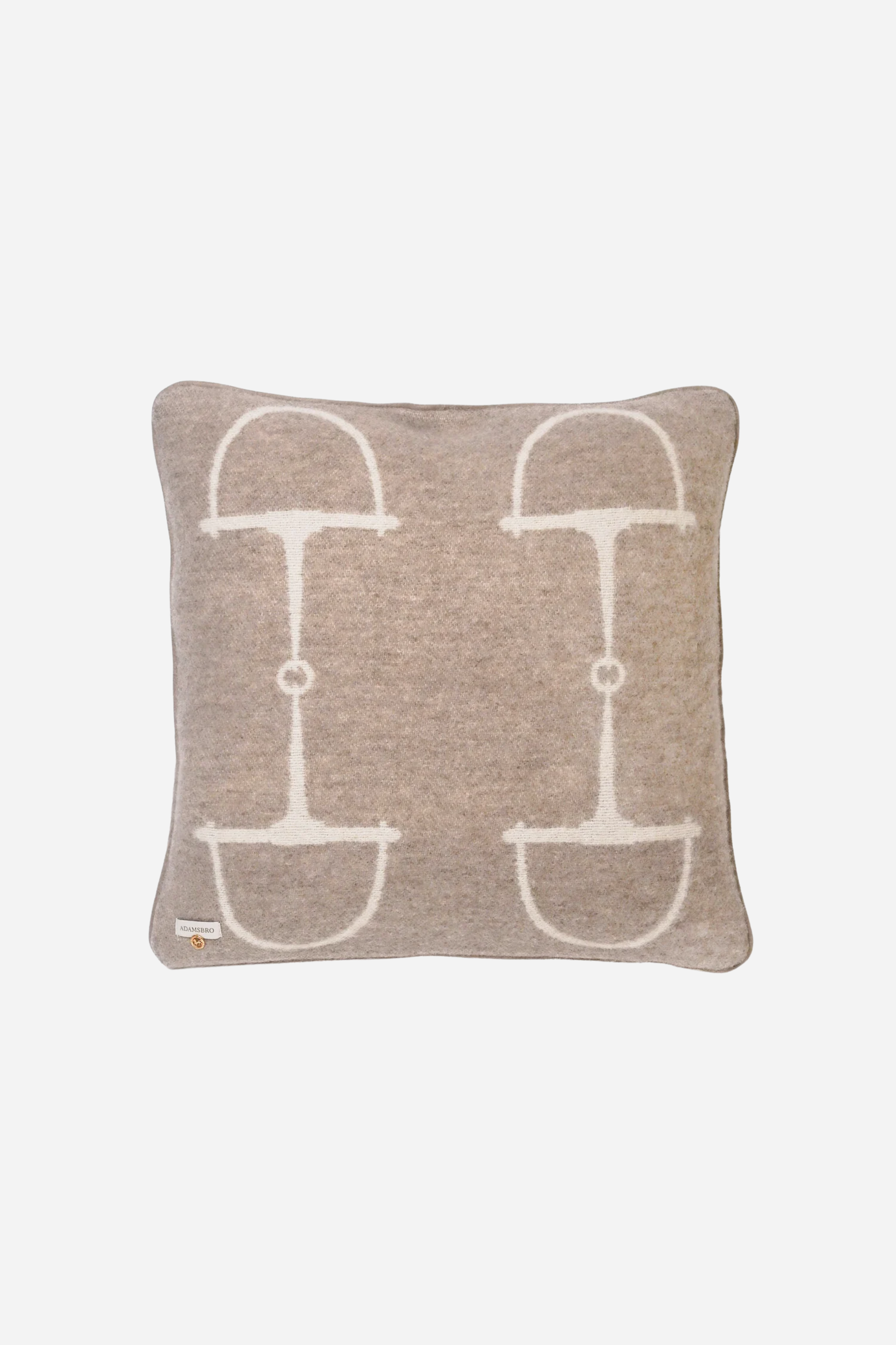 Adamsbro Equine Wool Pillow - Vanilla Bean | Luxury rectangular cushion handcrafted in Sweden from 100% New Zealand lambswool featuring an equestrian pattern, soft faux suede piping, and filled with plush duck feathers, a Scandinavian-inspired accent pillow