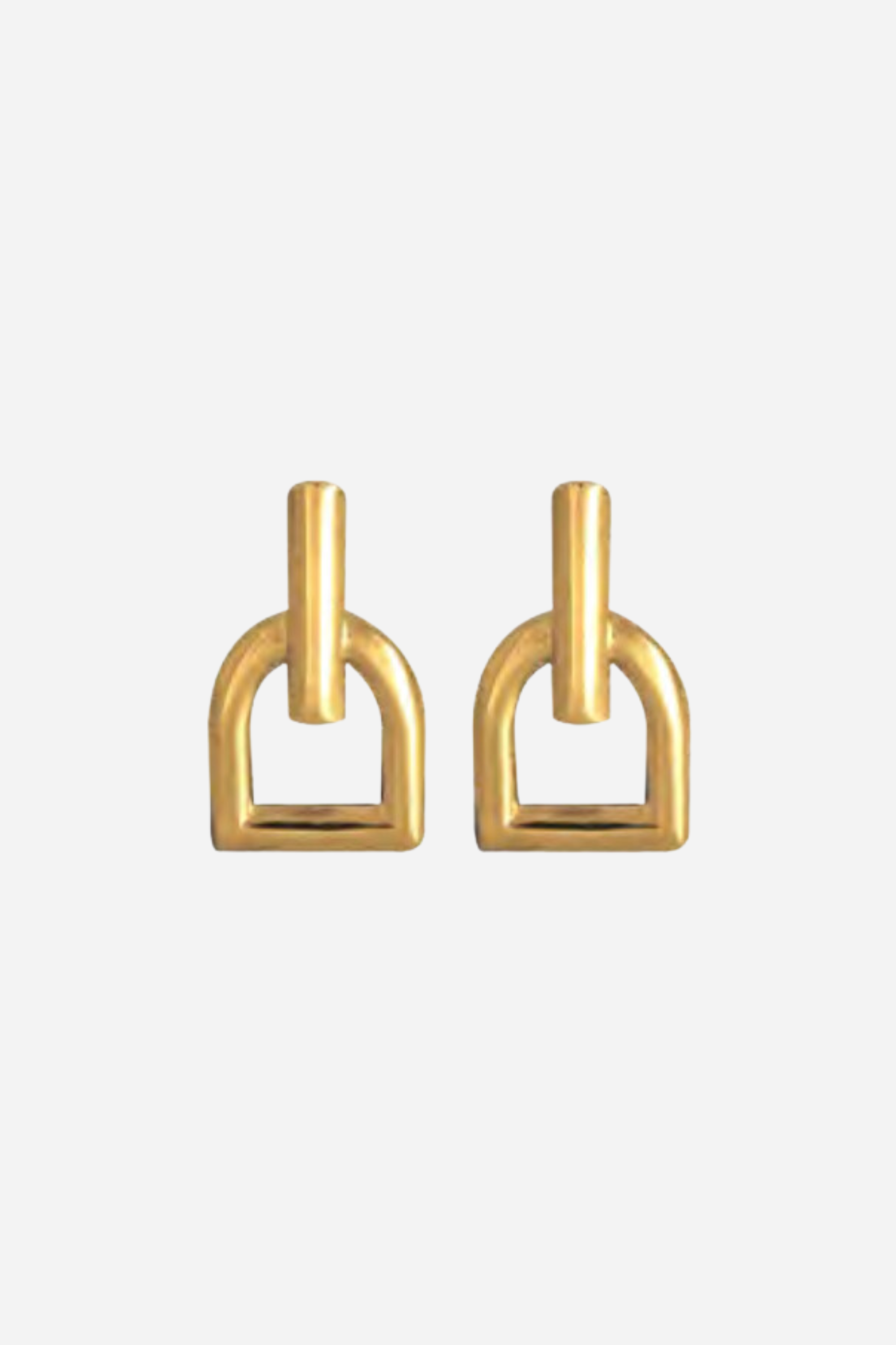 cxc stylish equestrian hallie stirrup earrings | Stirrup-inspired earrings with a stud back closure, crafted from metal alloy and finished in gold plating.