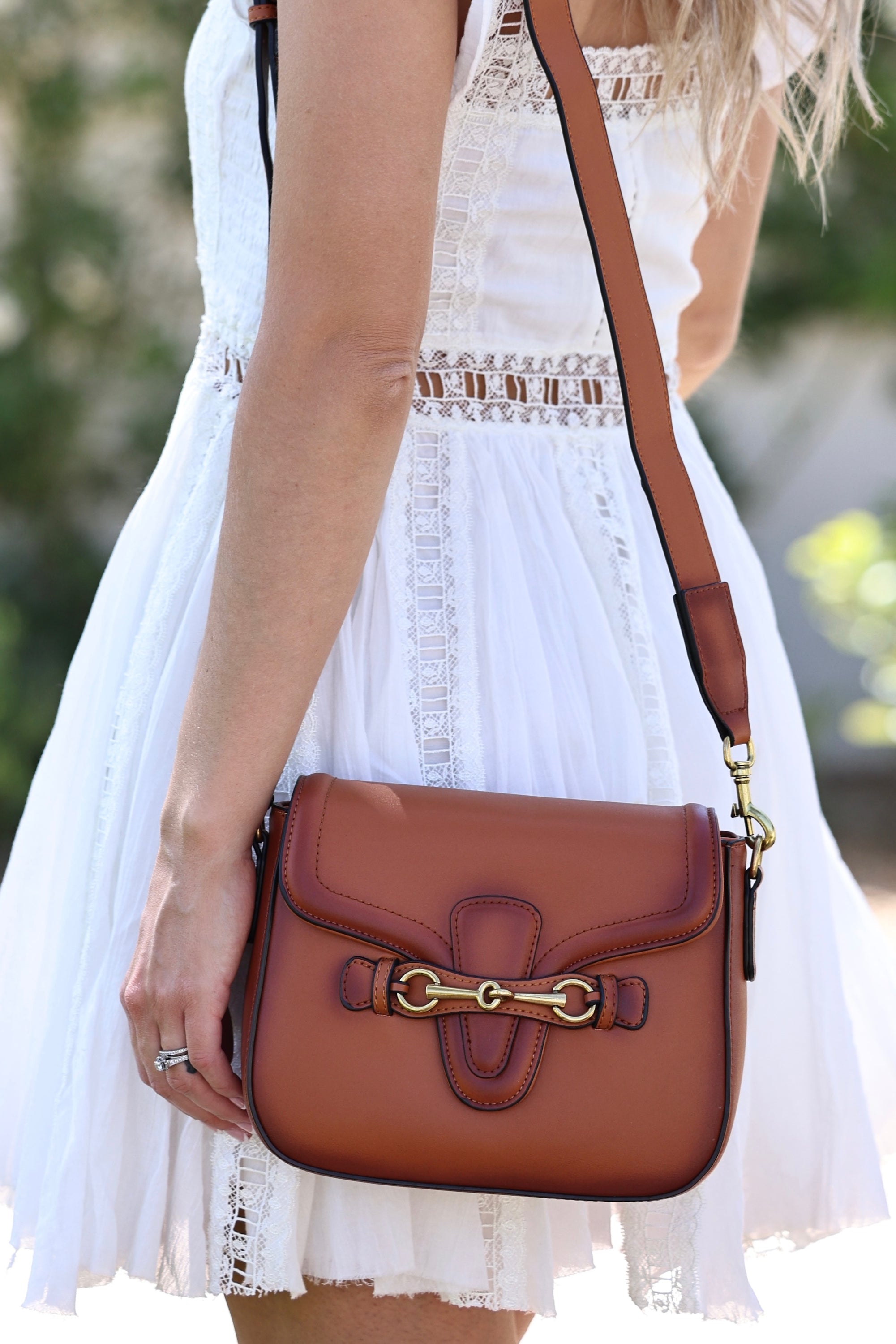 stylish equestrian hanna vegan crossbody with horse bit and gucci stripe strap horse bit bag
